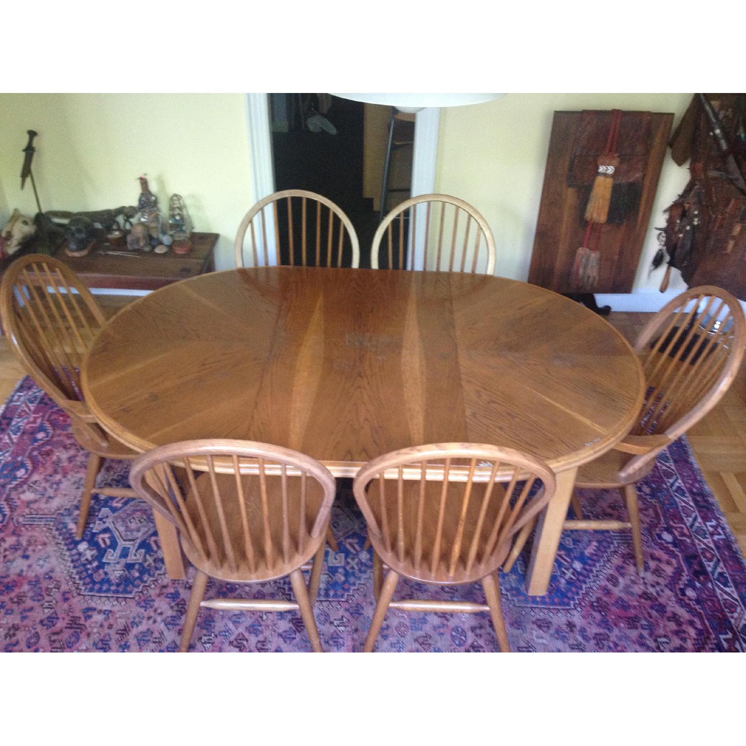 Sturdy Oak Dining Table w/ 6 Chairs - image-1