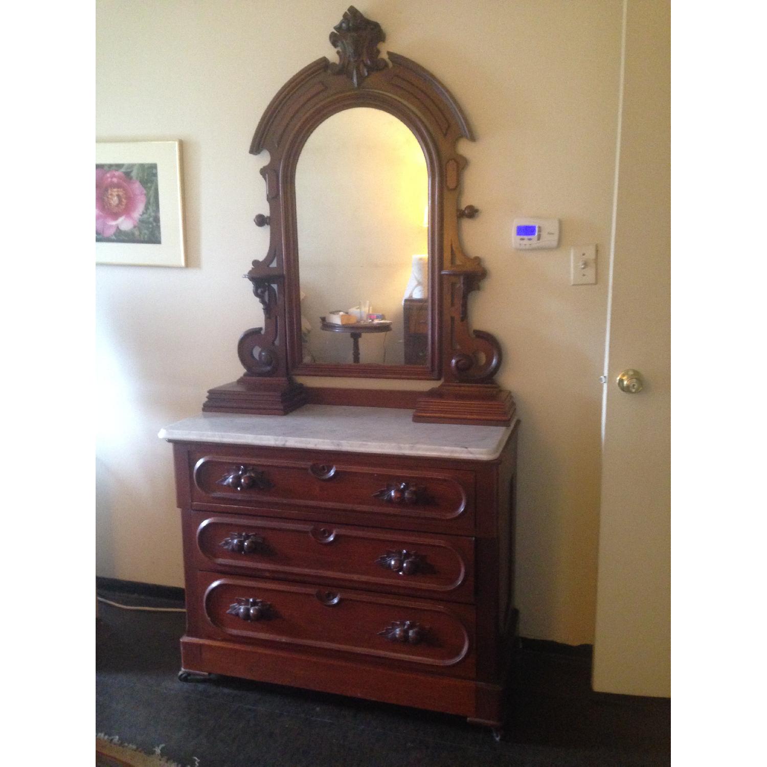 Antique Marble Top Dresser w/ Mirror - image-2