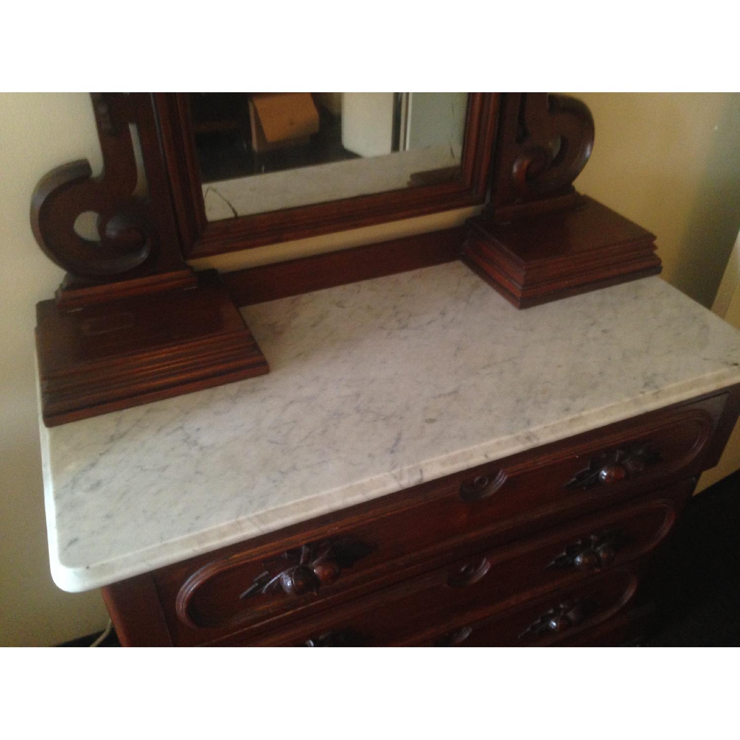 Antique Marble Top Dresser w/ Mirror - image-3