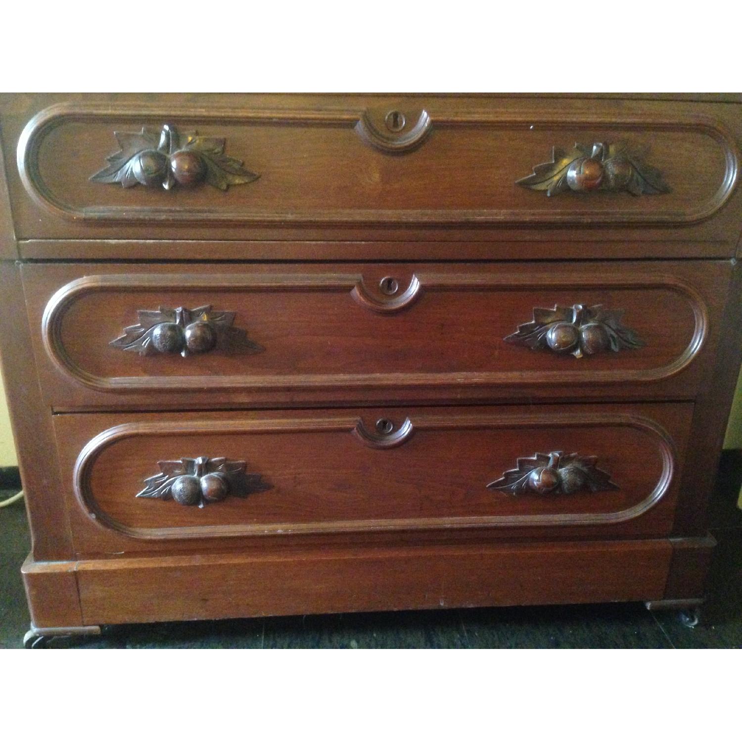 Antique Marble Top Dresser w/ Mirror - image-4