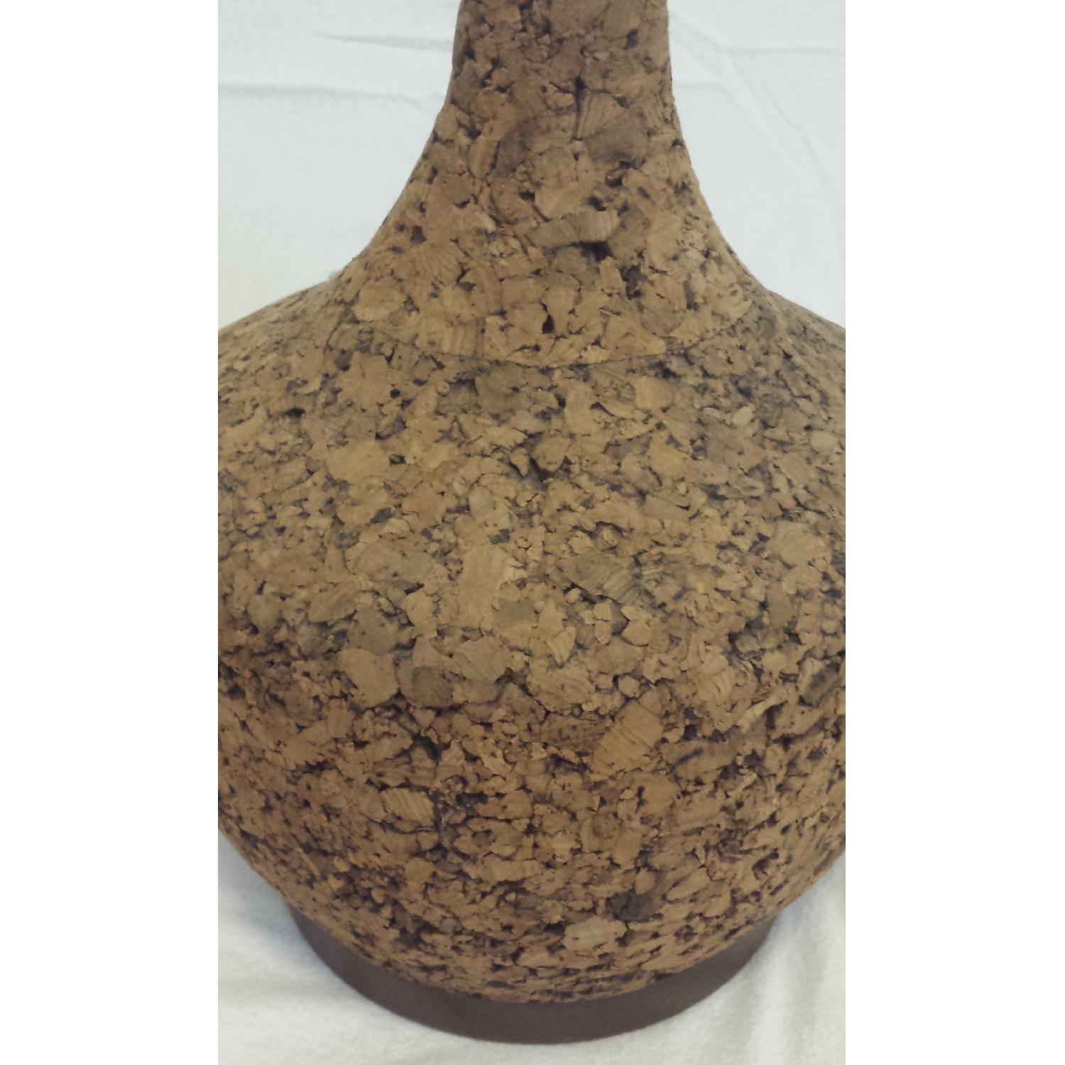 Vintage Mid Century Cork & Wood Sculpted Table Lamp - image-4