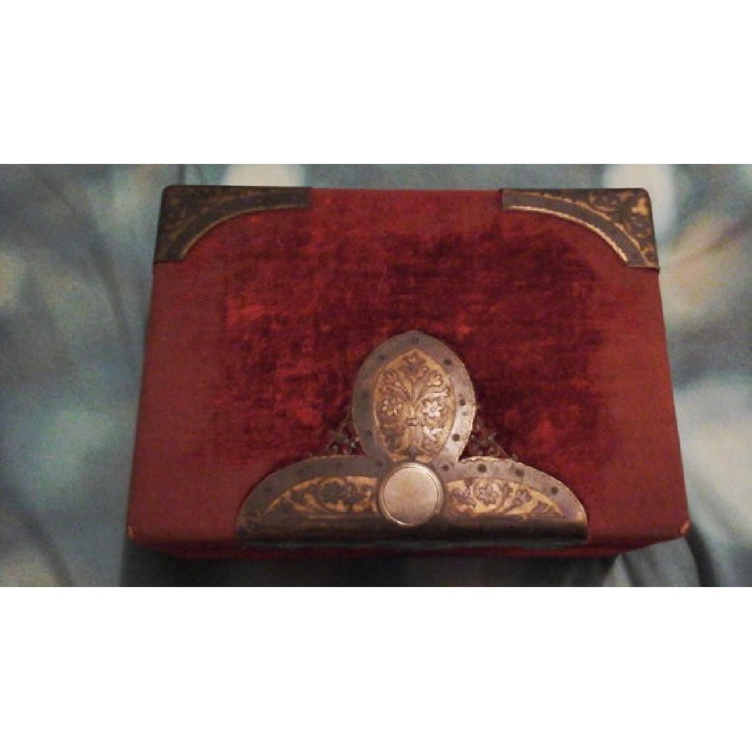 c1880s Victorian Velvet & Satin Tufted Sewing Box - image-4