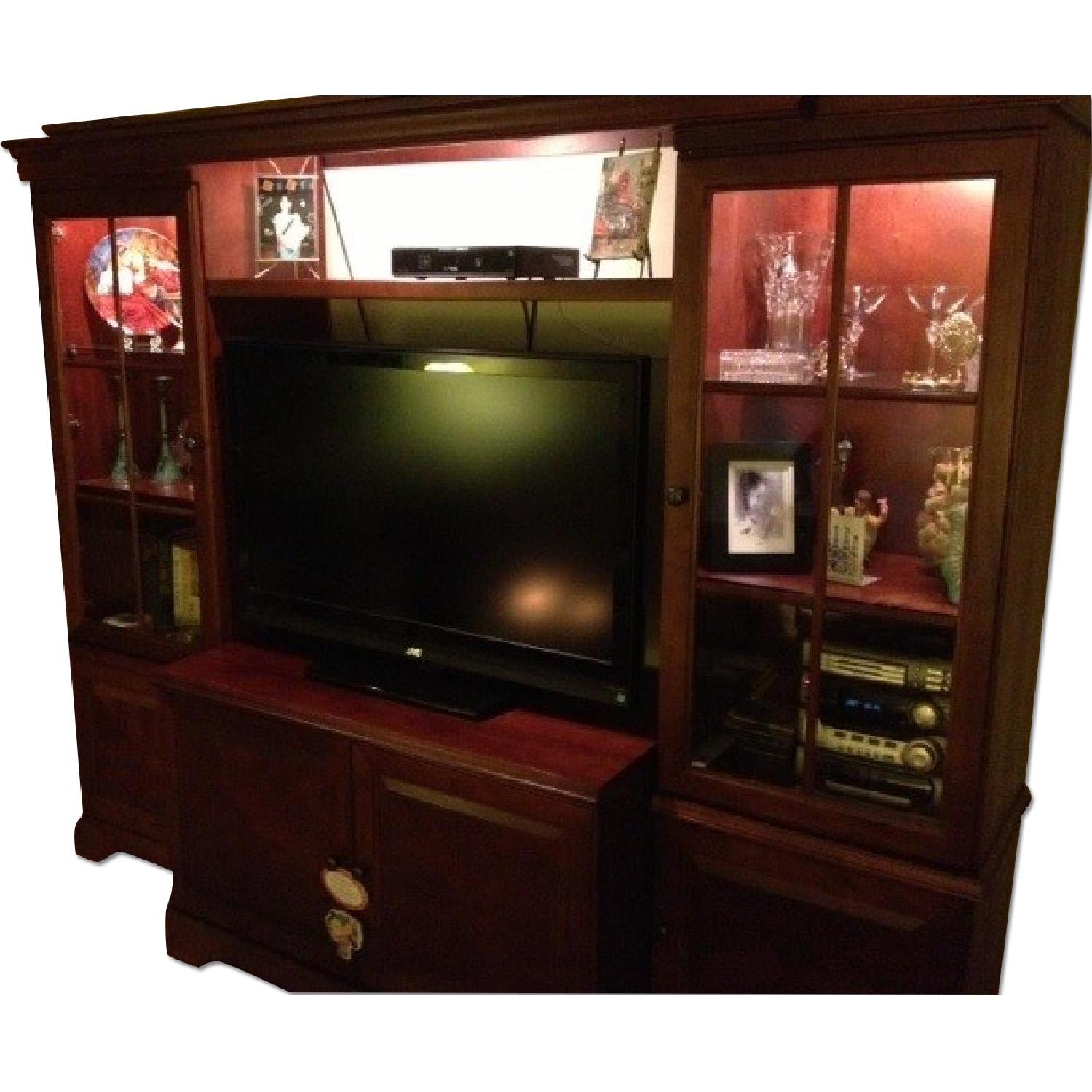 Raymour & Flanigan Dark Wood Wall Unit AptDeco