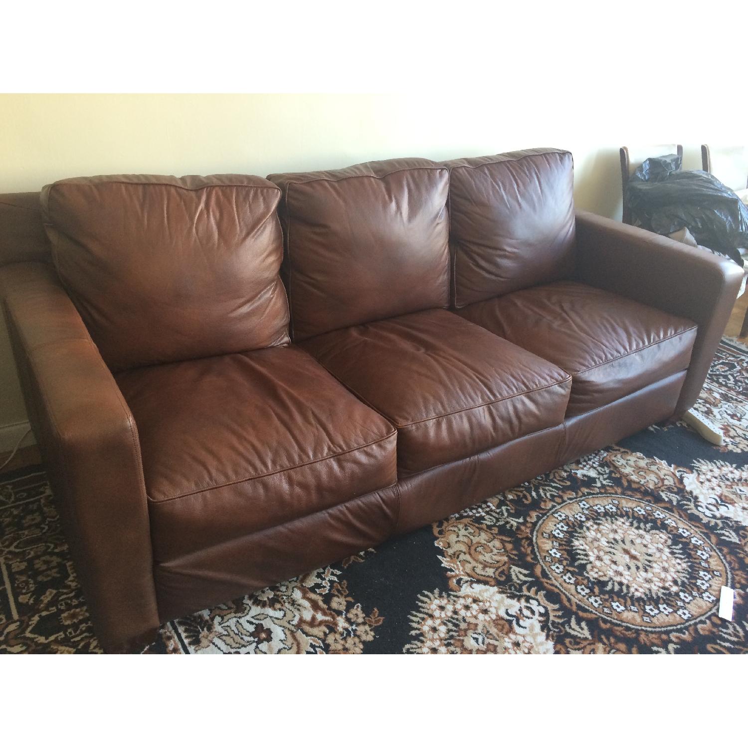 Thomasville Brown Leather Sofa - image-3
