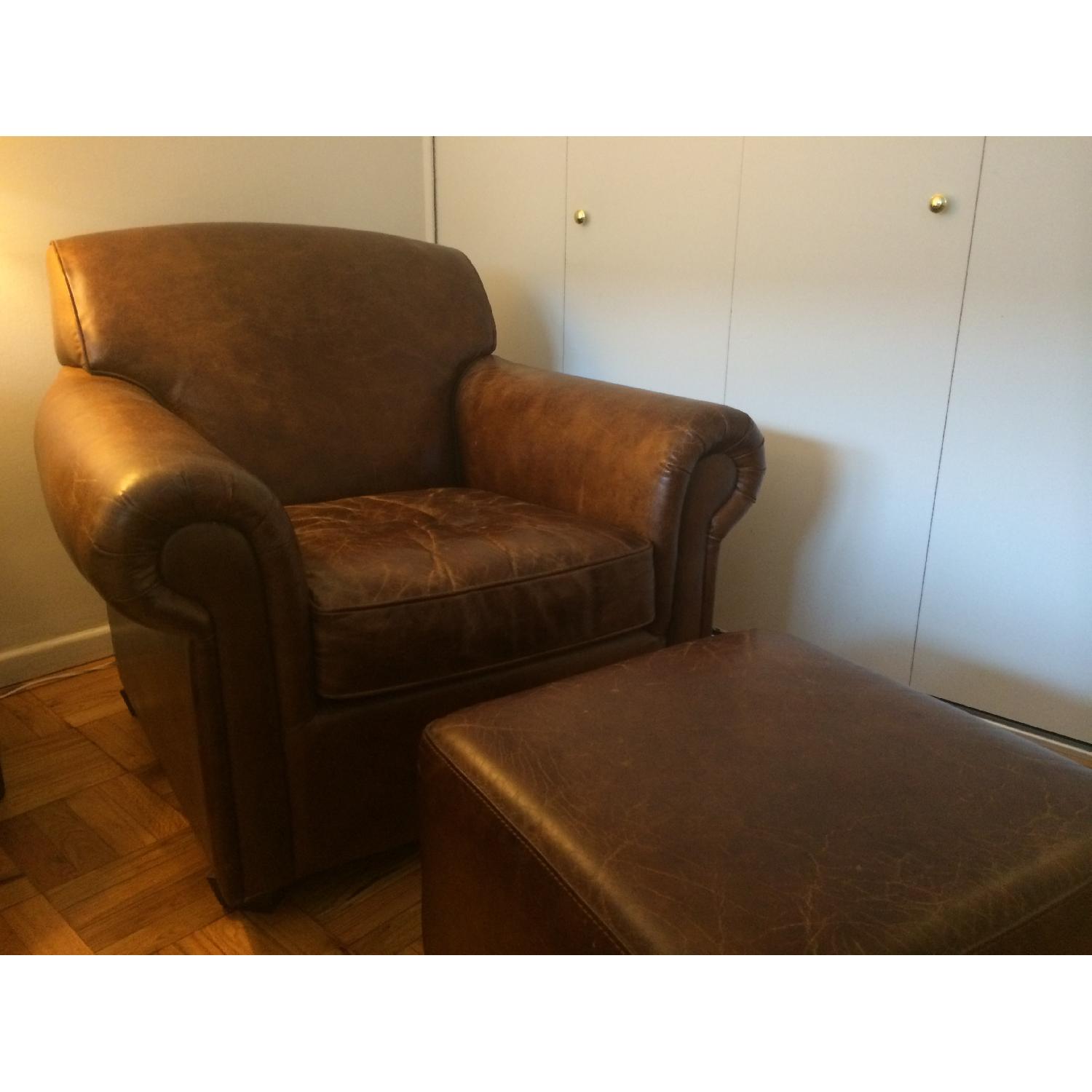 Four Hands Leather Club Chair & Ottoman - image-1
