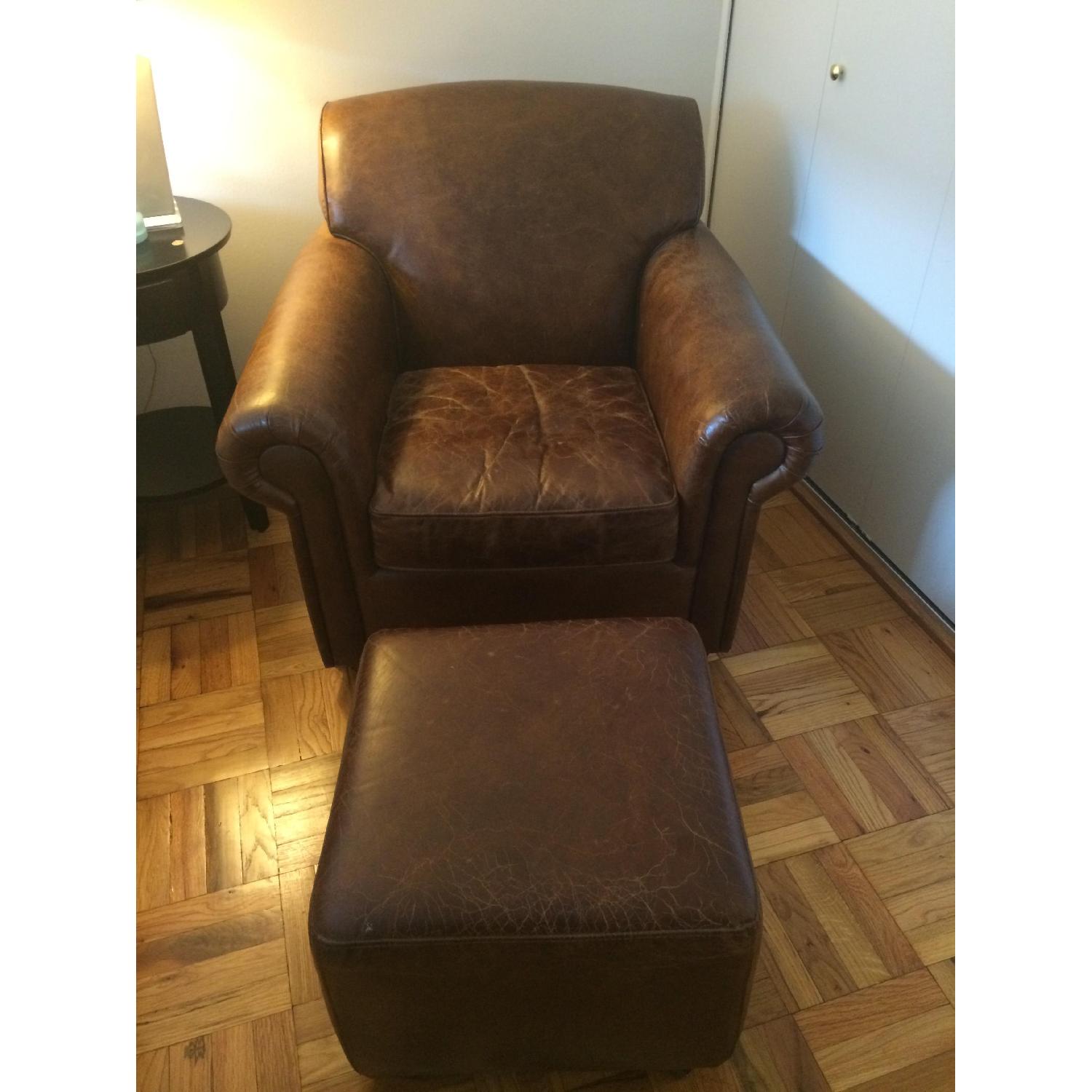 Four Hands Leather Club Chair & Ottoman - image-2