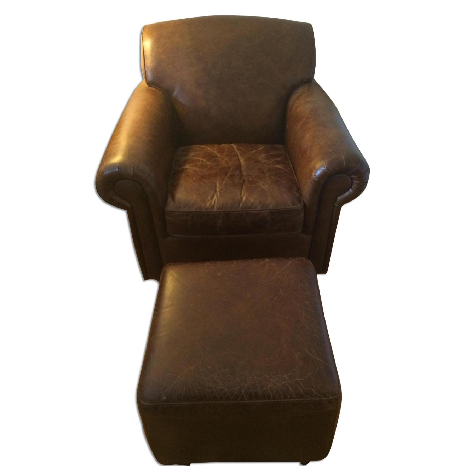 Four Hands Leather Club Chair & Ottoman - image-3