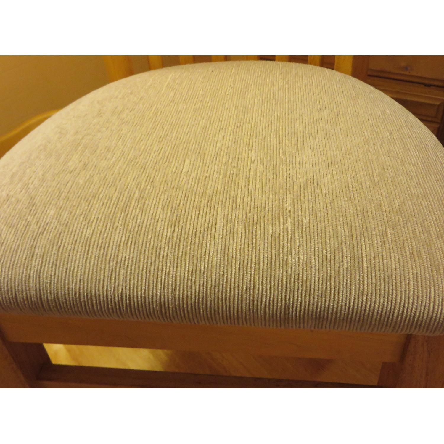 Golden Oak Dinning Table w/ 4 Matching Beige Upholstered Chairs - image-6