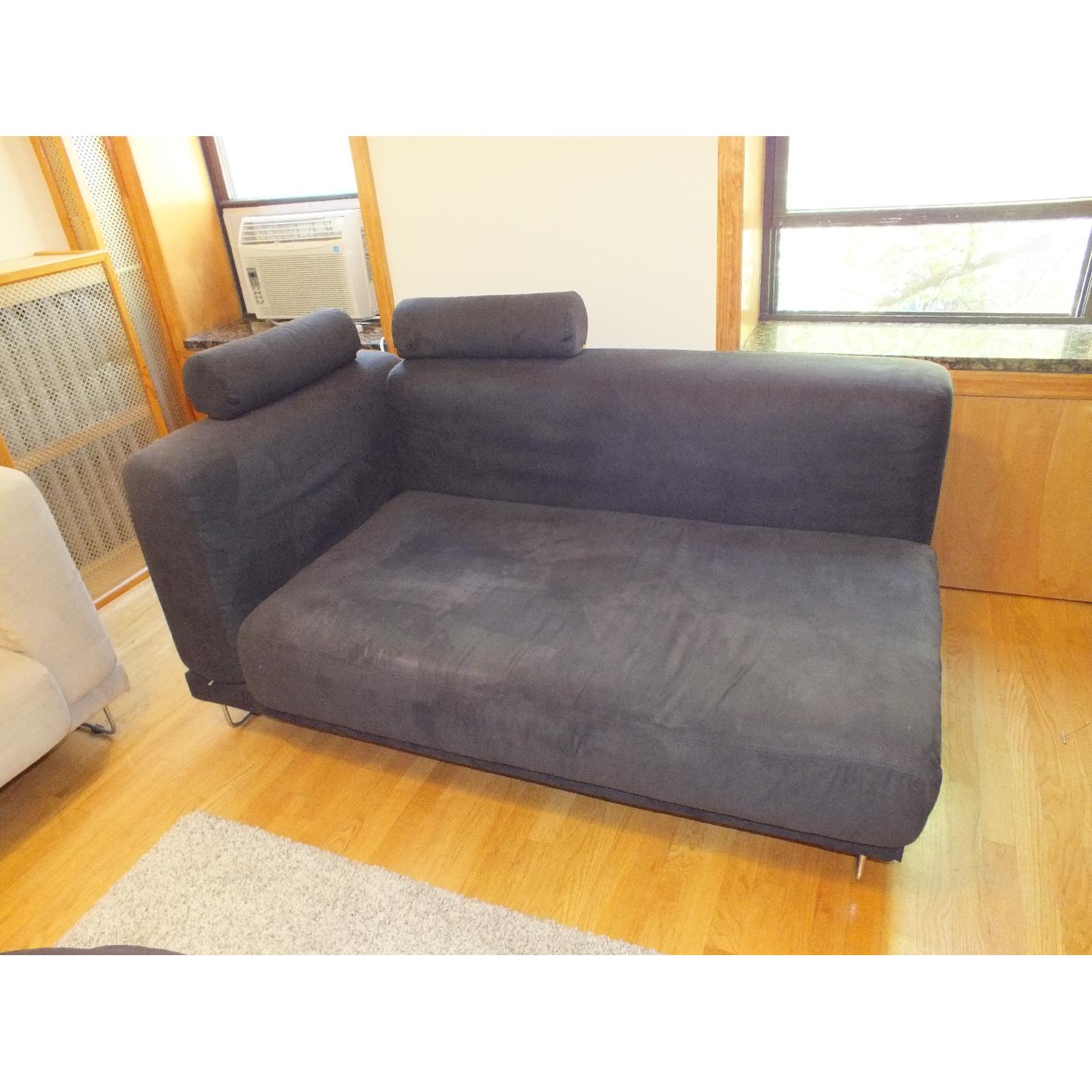 Ikea Charcoal Chaise Lounge w/ Headrests AptDeco