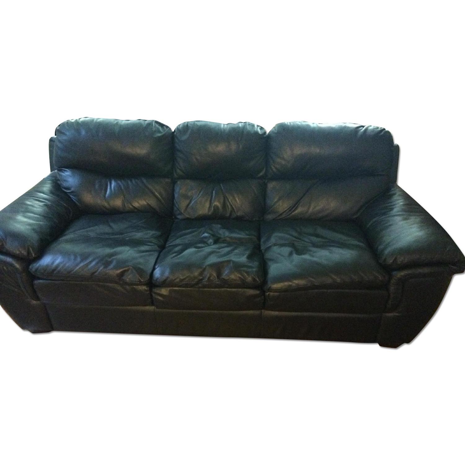 Bob's Furniture Black Leather Couch AptDeco