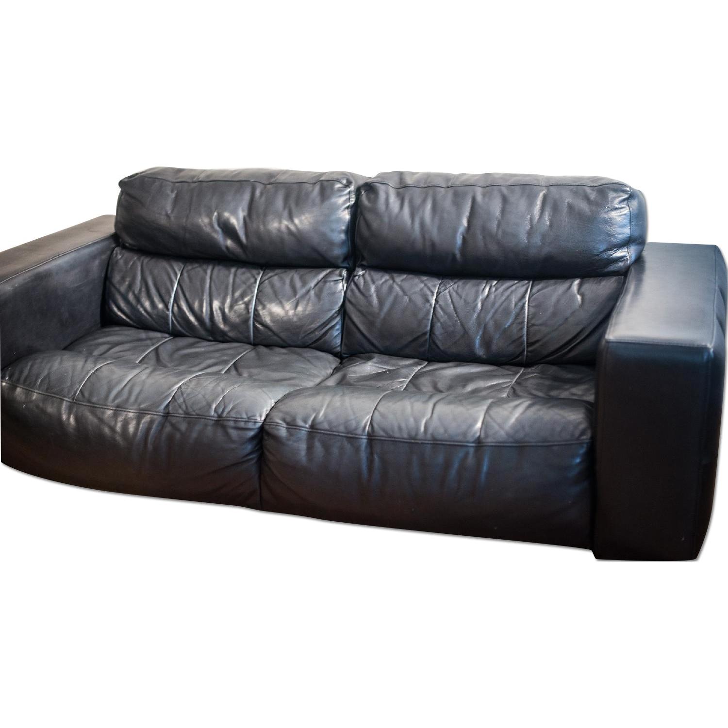 Black Genuine Leather Sofa AptDeco