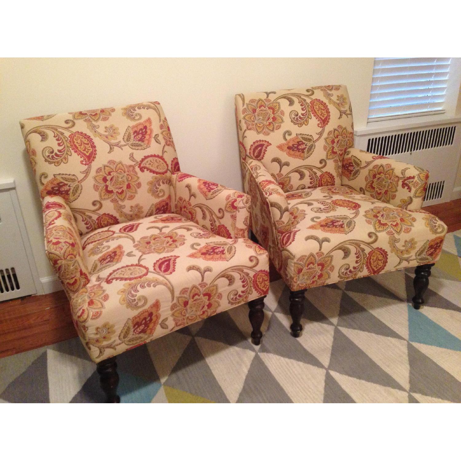 Pier 1 Upholstered Paisley Pattern Chairs - 2 Available - image-1