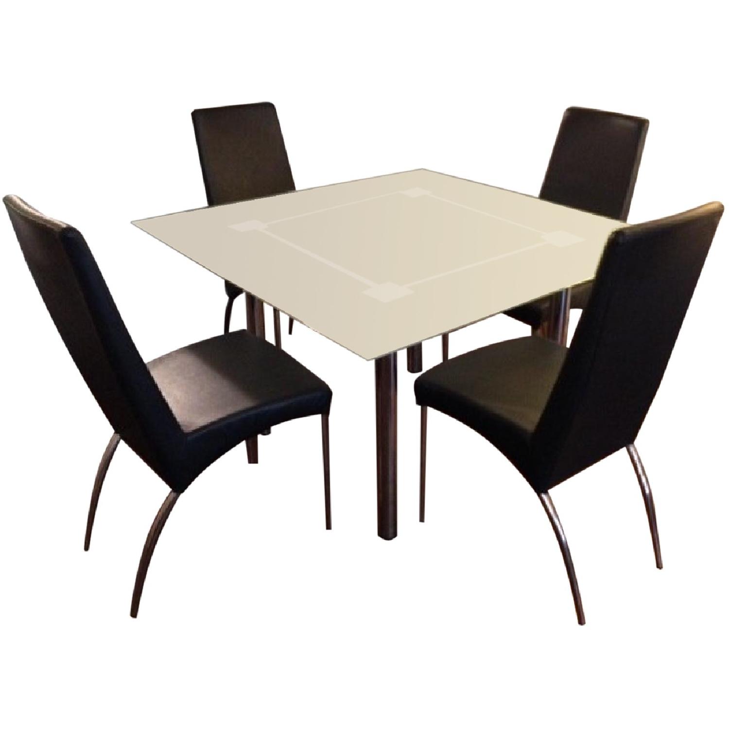 Dining Table + 4 Leather Black Chairs AptDeco