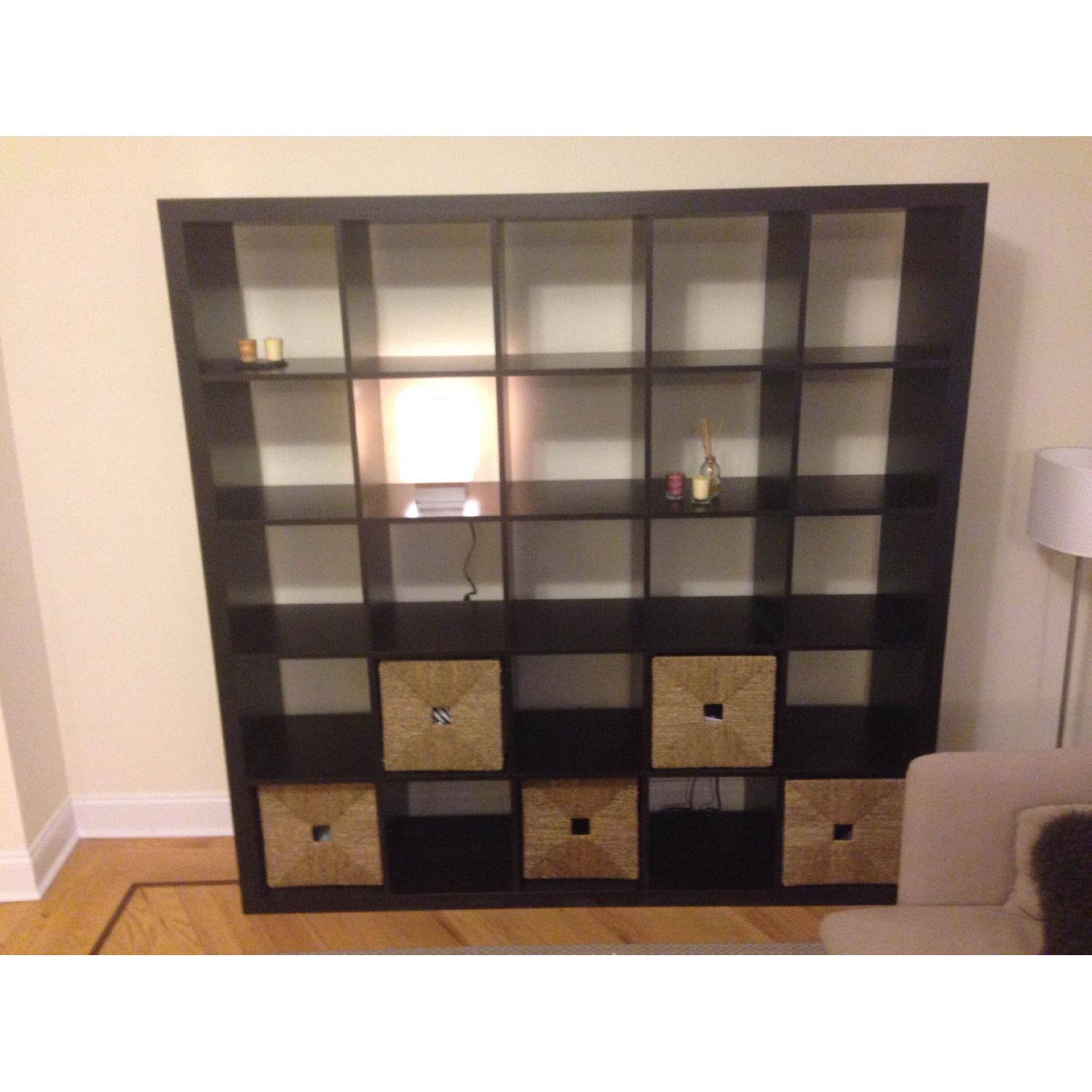 Ikea Expedit Black/Brown Shelving Unit - AptDeco