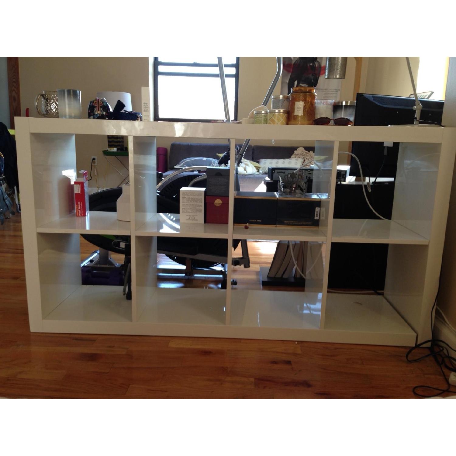 Ikea Glossy White Shelving Unit/Room Divider AptDeco