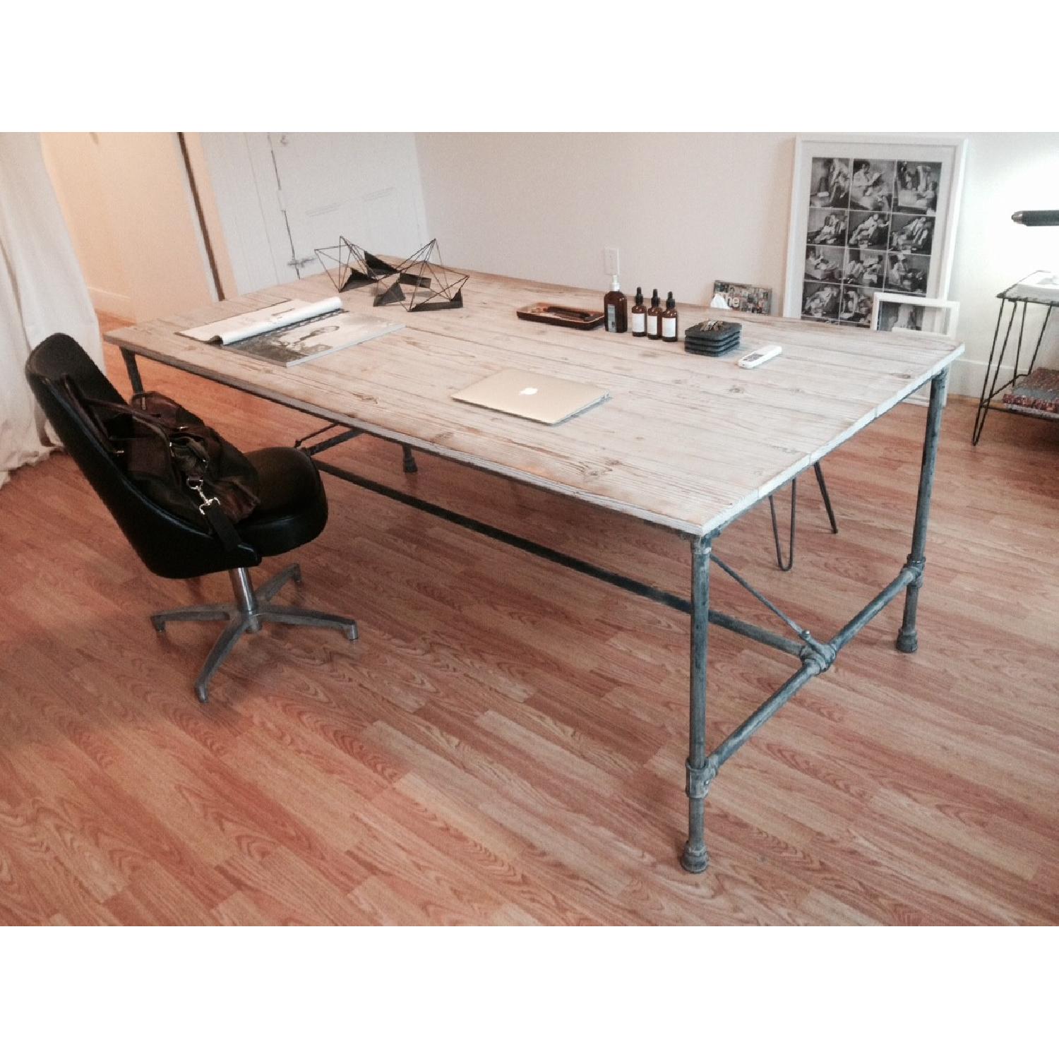 Antique Industrial Wooden Table - image-1