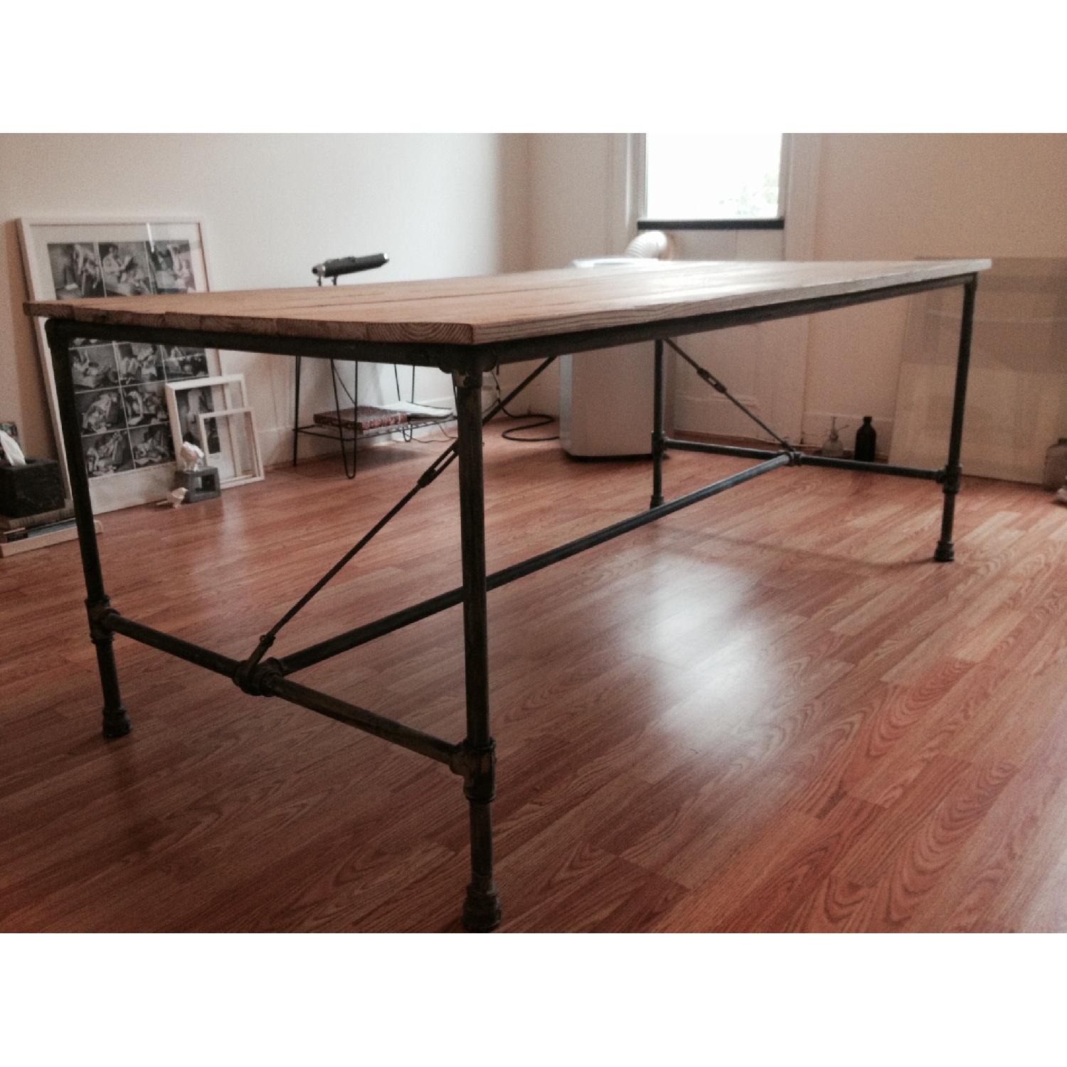 Antique Industrial Wooden Table - image-3