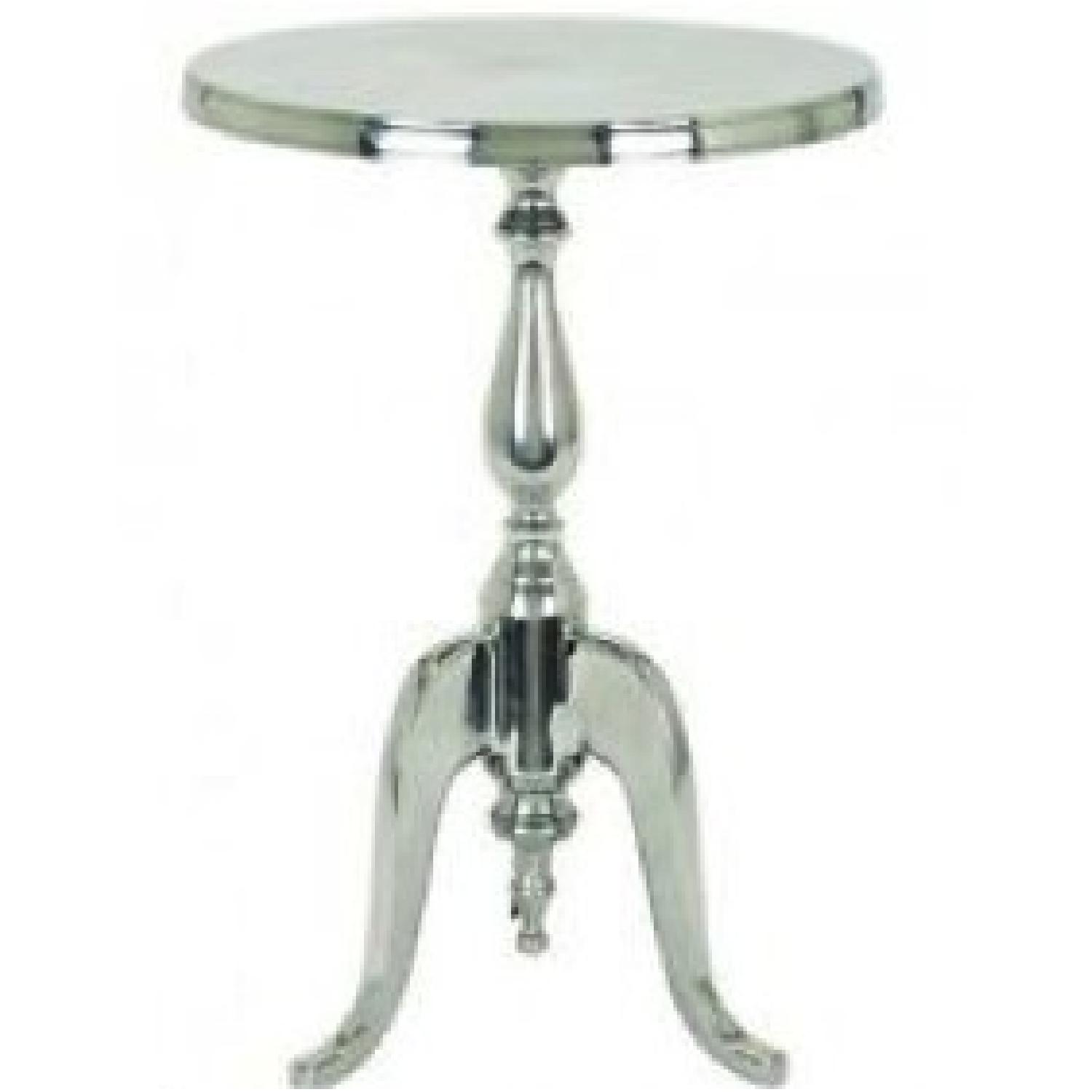 Aspire Metal Silver Aluminum 3 Leg Pedestal Side Table - Set of 2 - image-1