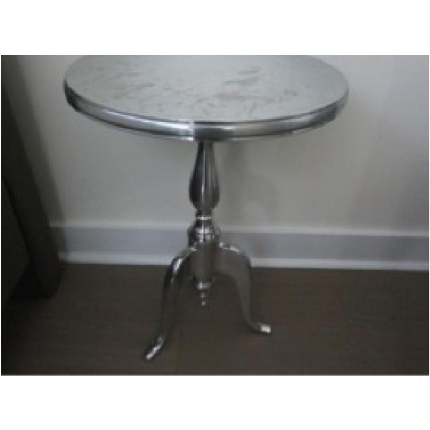Aspire Metal Silver Aluminum 3 Leg Pedestal Side Table - Set of 2 - image-2