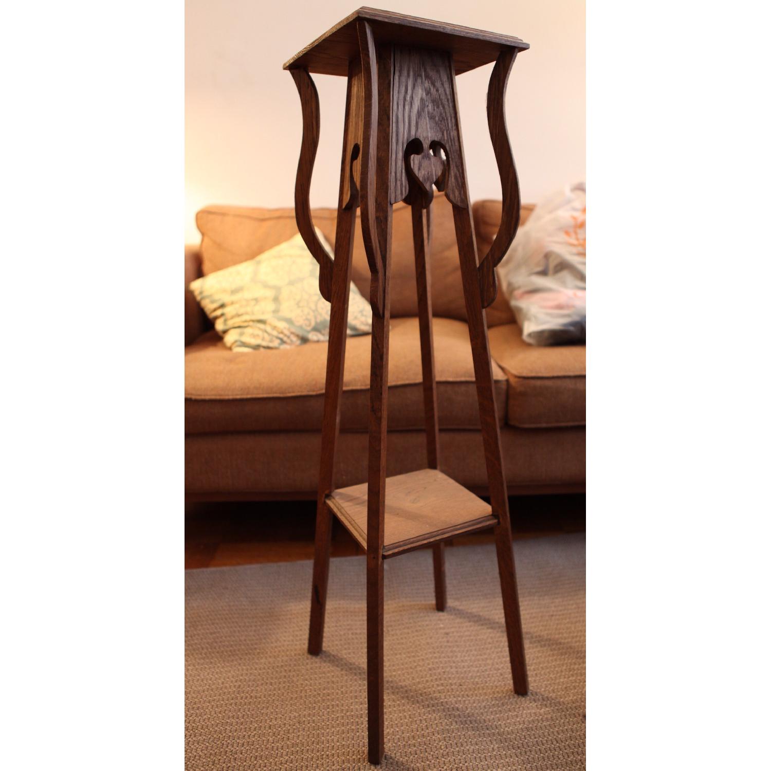 Antique Arts and Crafts Stand w/ Spade Cutouts - image-1