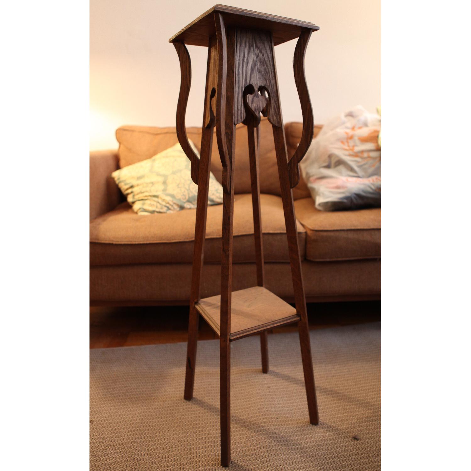 Antique Arts and Crafts Stand w/ Spade Cutouts - image-4