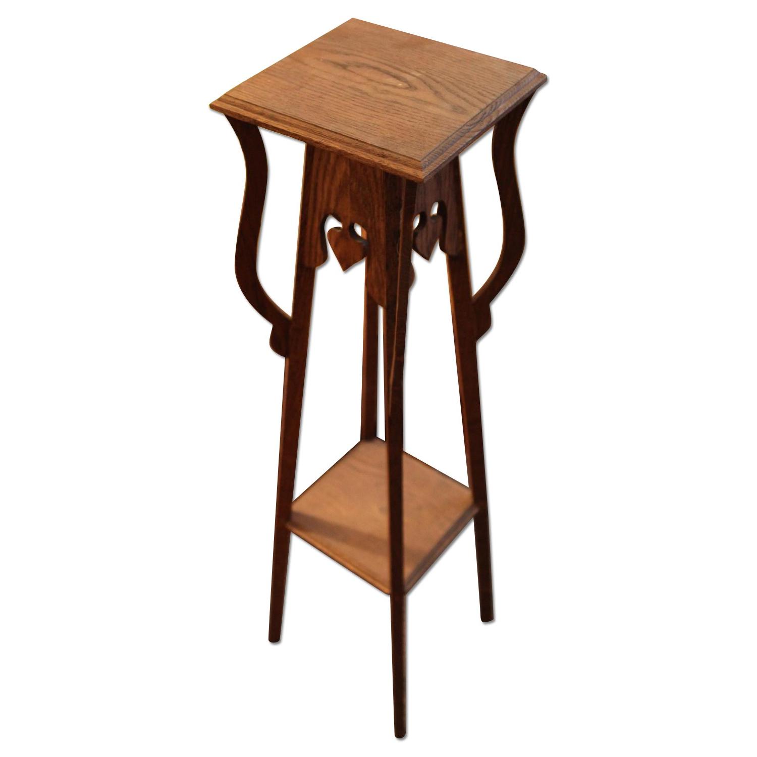 Antique Arts and Crafts Stand w/ Spade Cutouts - image-0