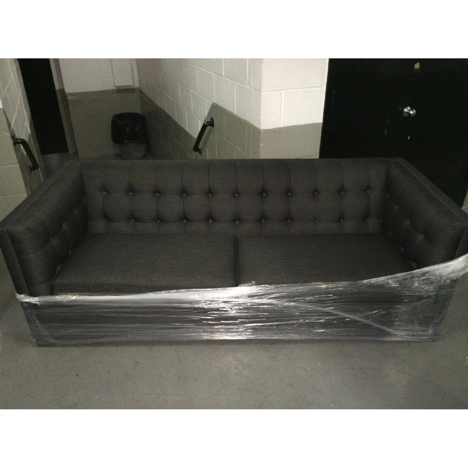 Raymour & Flanigan Dark Grey Contemporary Sofa - image-1