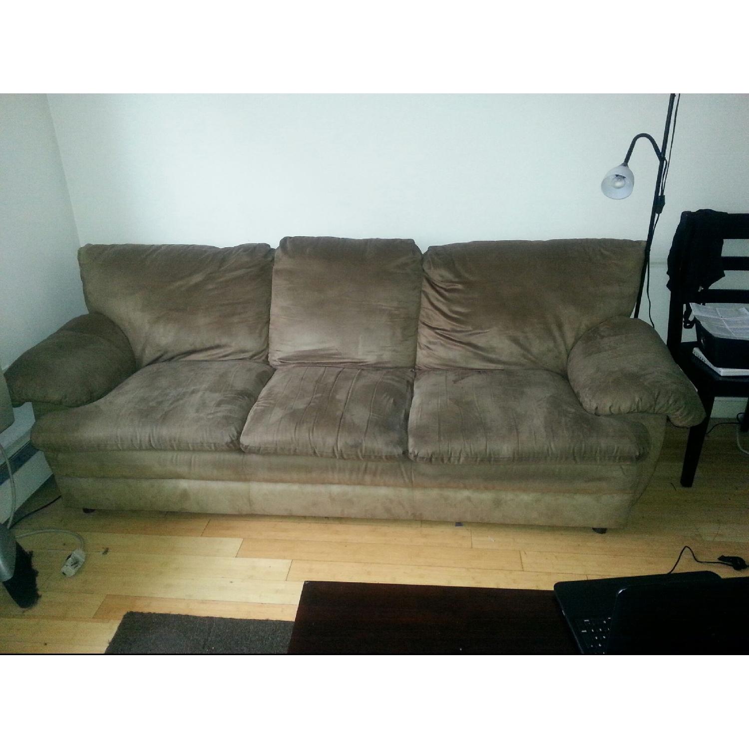 Camel Microfiber 3 Seater Sofa - image-1