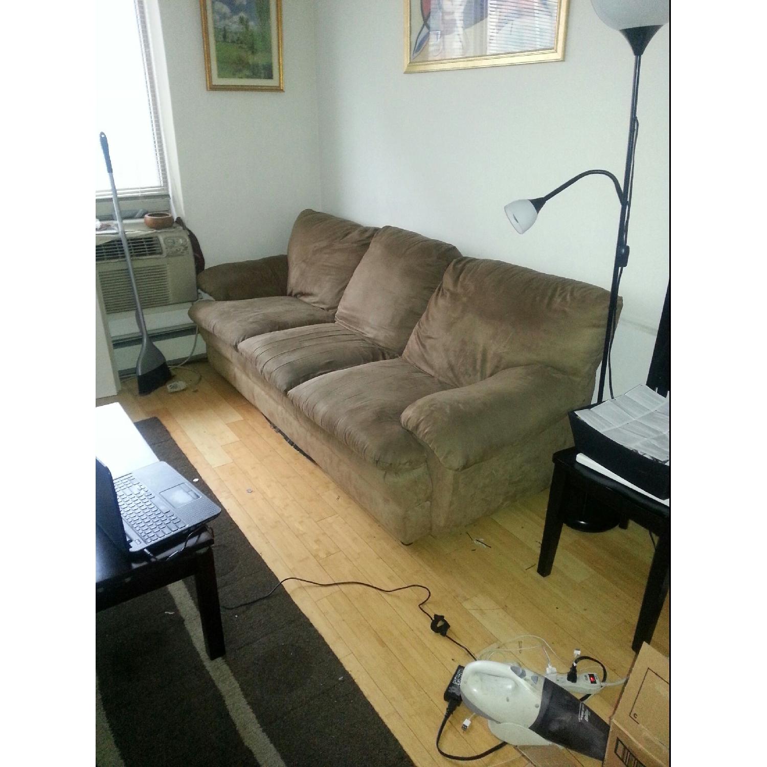 Camel Microfiber 3 Seater Sofa - image-5