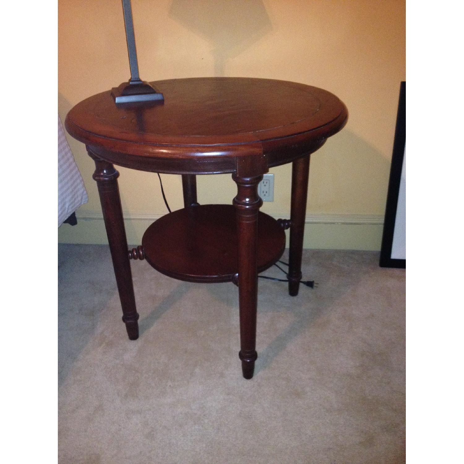Vintage Round Side Table with Shelf AptDeco