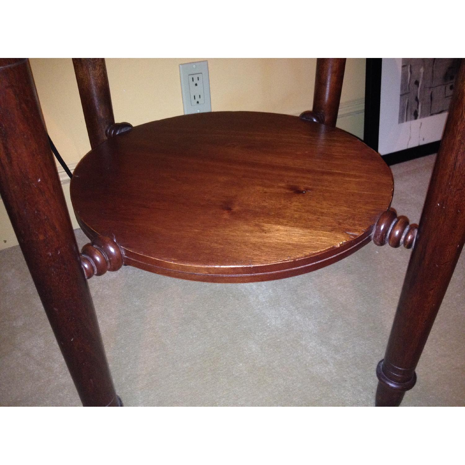 Vintage Round Side Table with Shelf - image-3