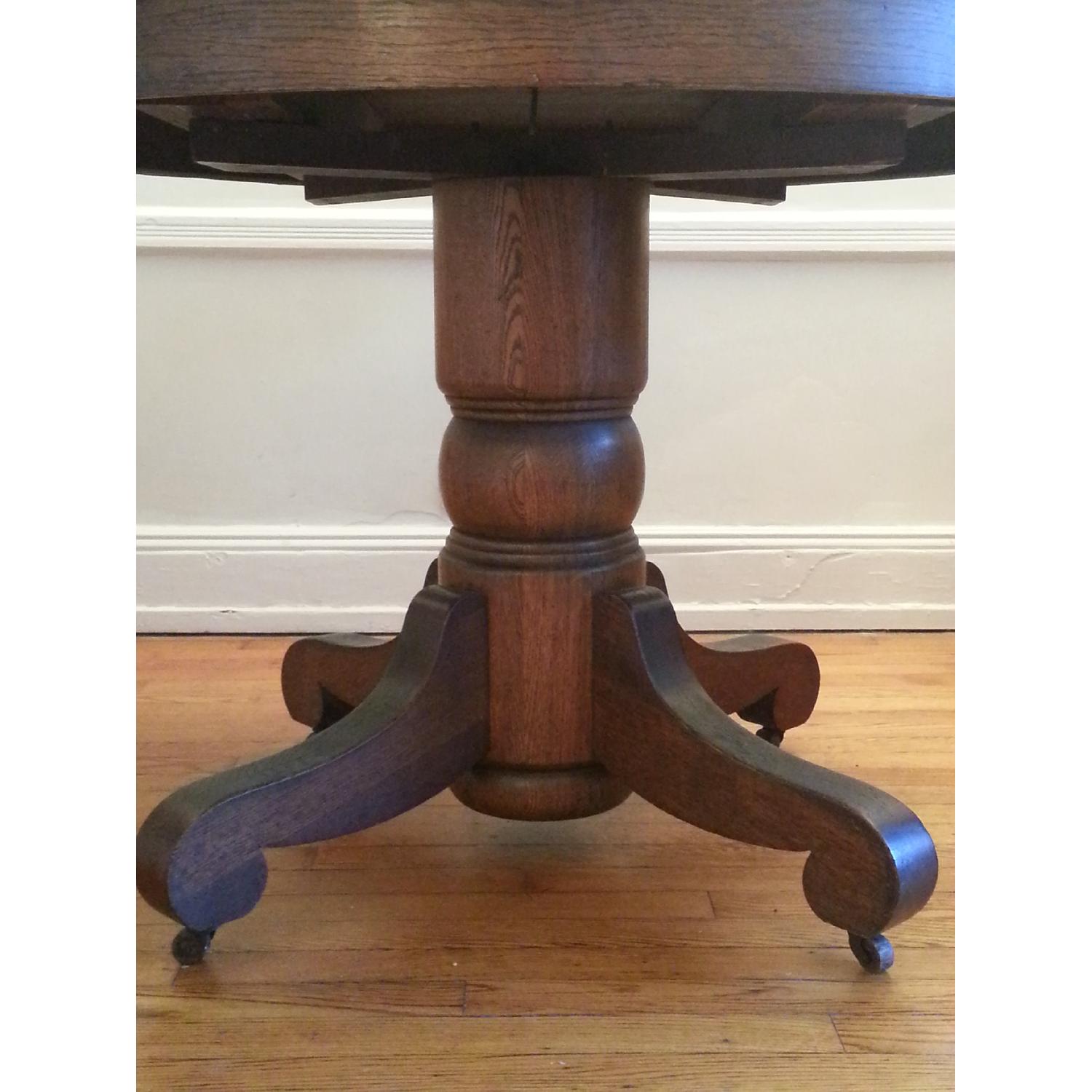 Antique Golden Oak Pedestal Dining Table Round Table - image-2