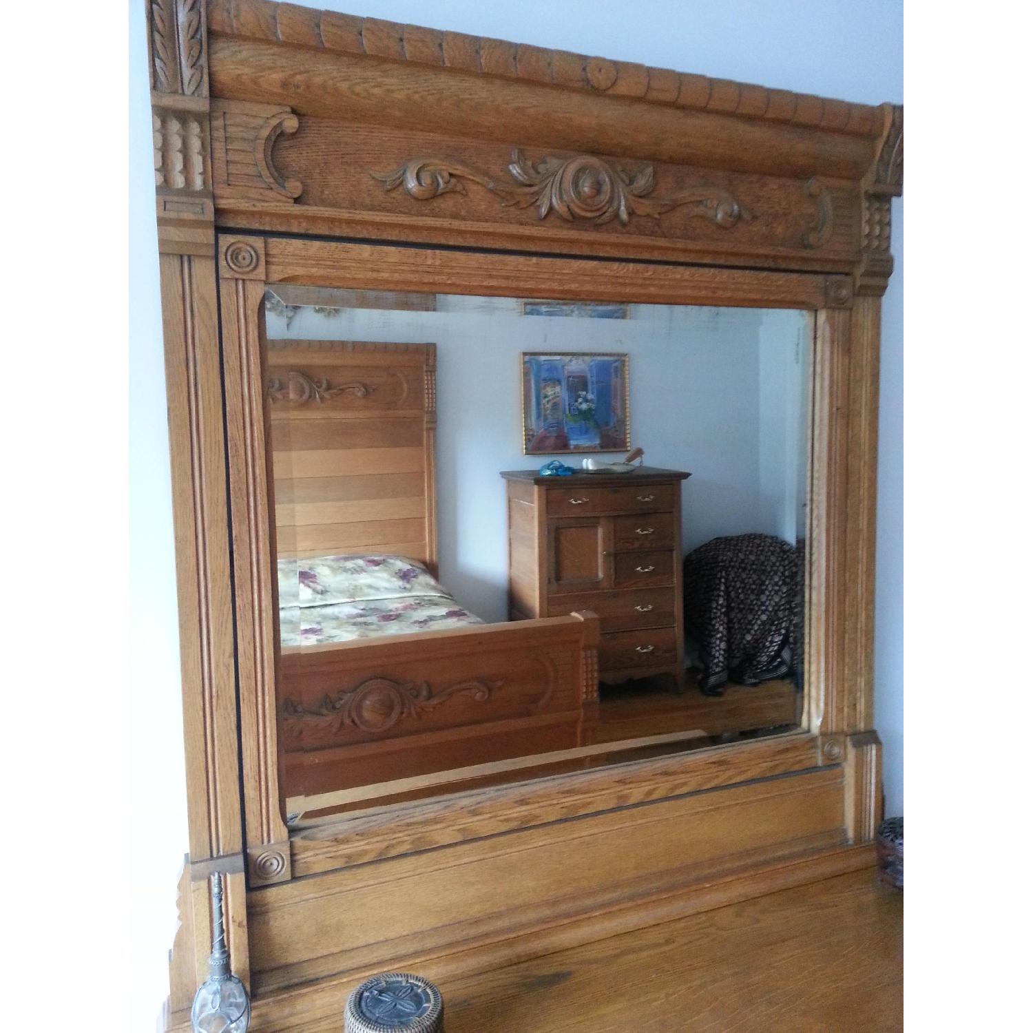 Antique Golden Oak Dresser with Framed Mirror - image-2