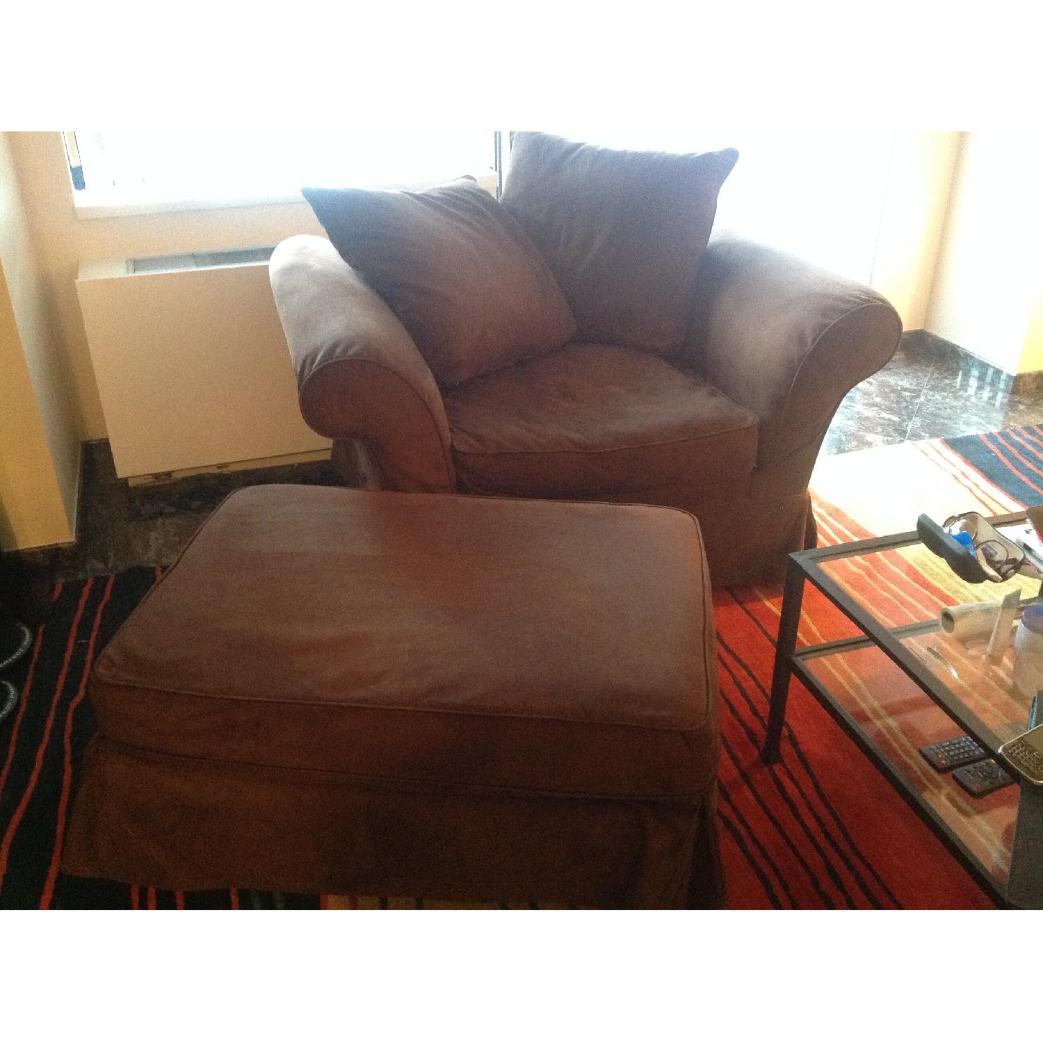 Pottery Barn Charleston Slipcovered Chair-and-a-Half w/ Ottoman - image-1