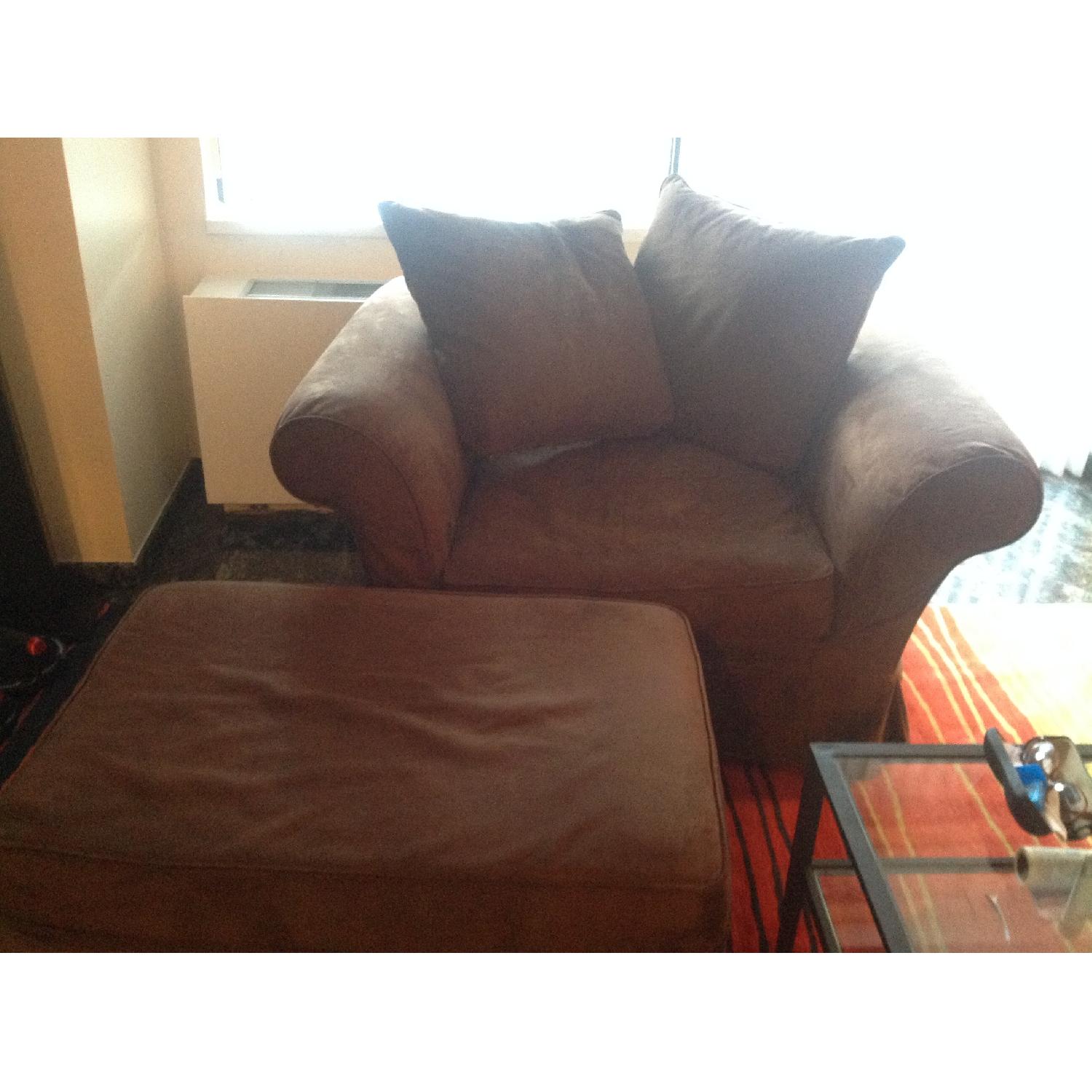 Pottery Barn Charleston Slipcovered Chair-and-a-Half w/ Ottoman - image-3