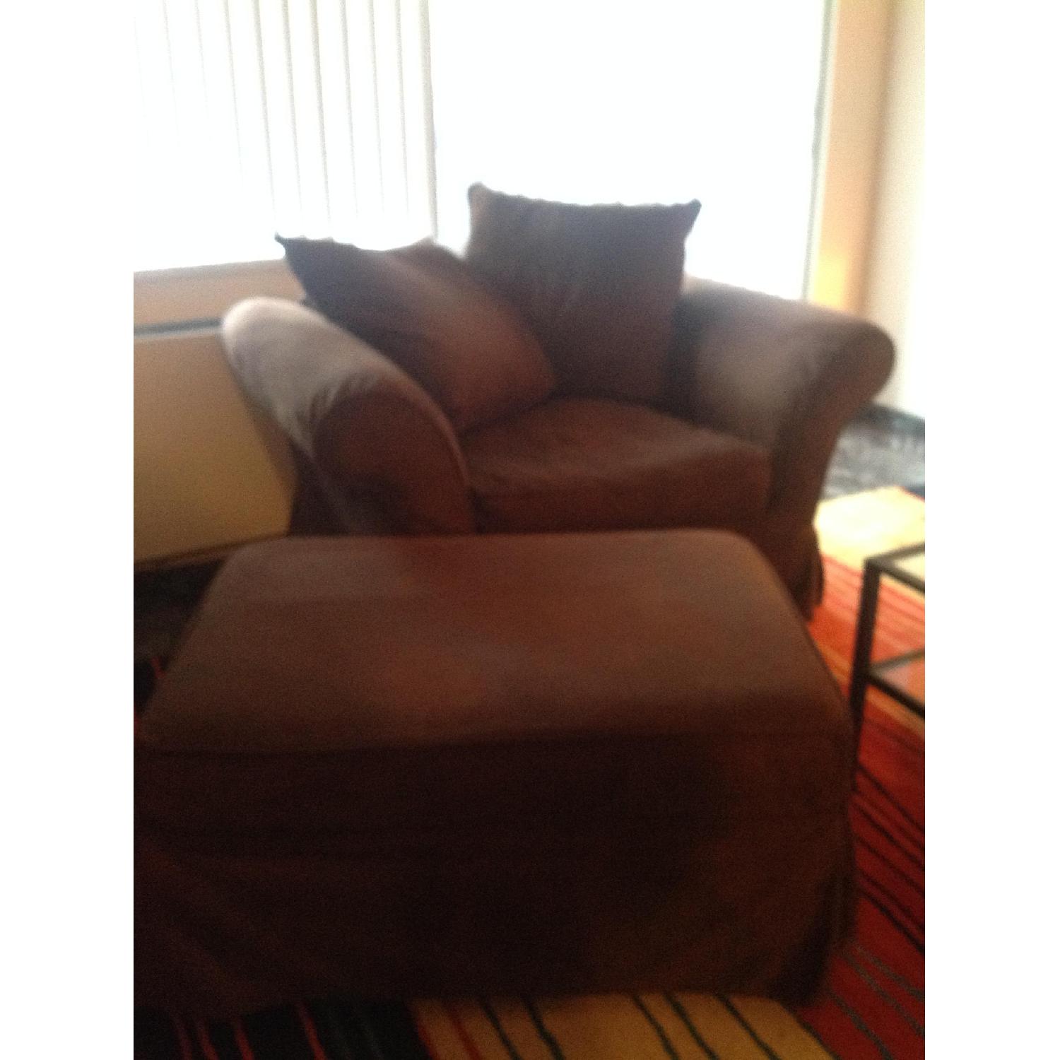 Pottery Barn Charleston Slipcovered Chair-and-a-Half w/ Ottoman - image-5