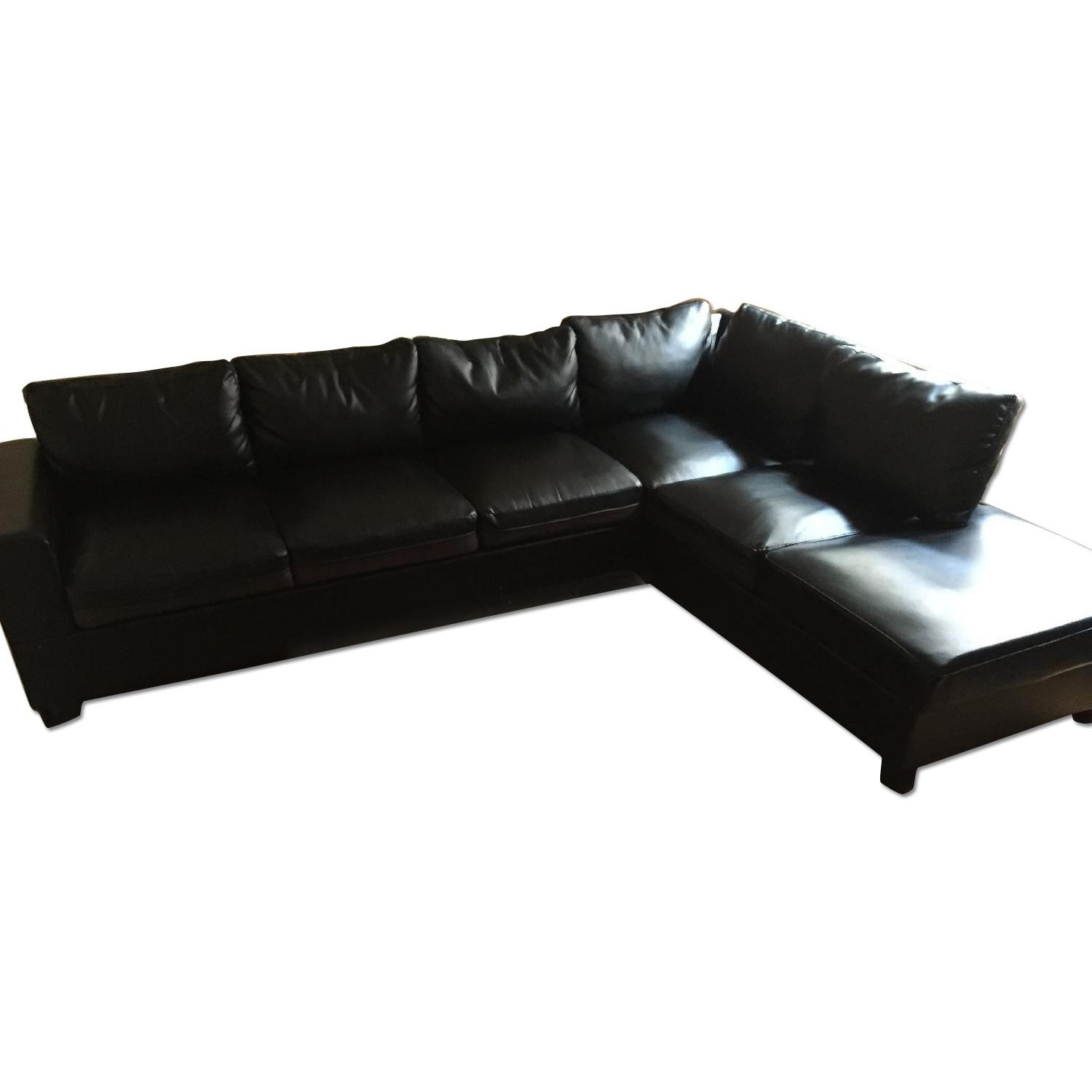 L Shaped Black Leather Sofa Aptdeco