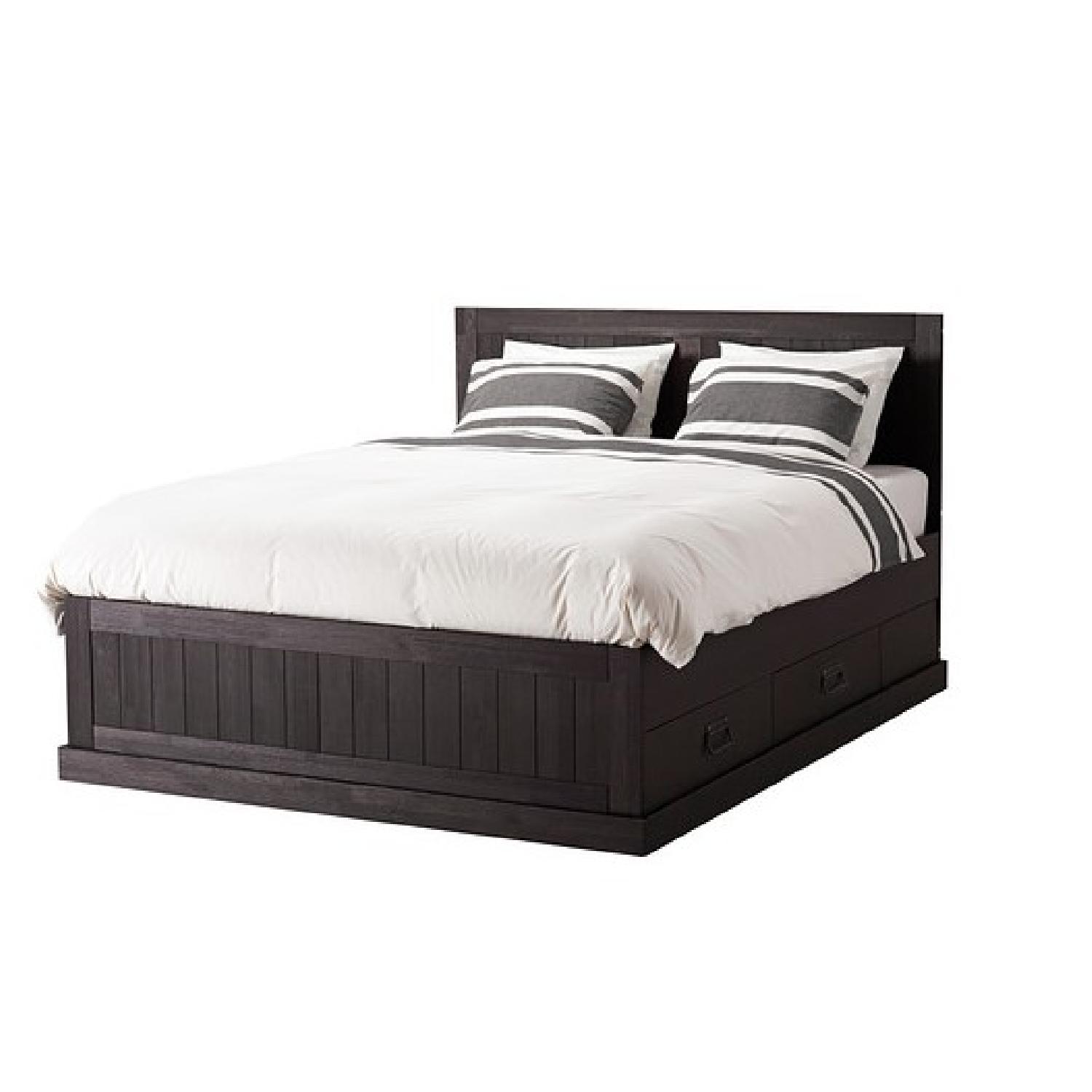 Ikea Fjell Solid Pine Queen Bedframe Headboard And Drawers Aptdeco