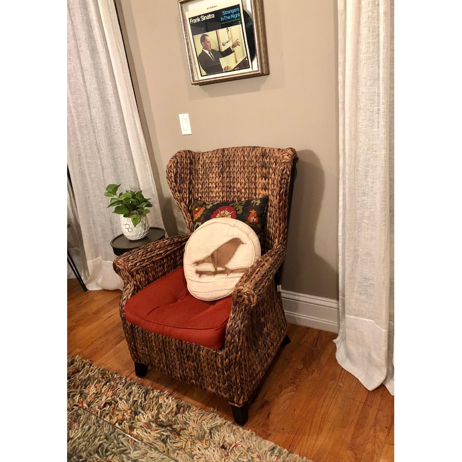 Pier 1 Wicker Wingback Chair in Mahogany - image-1