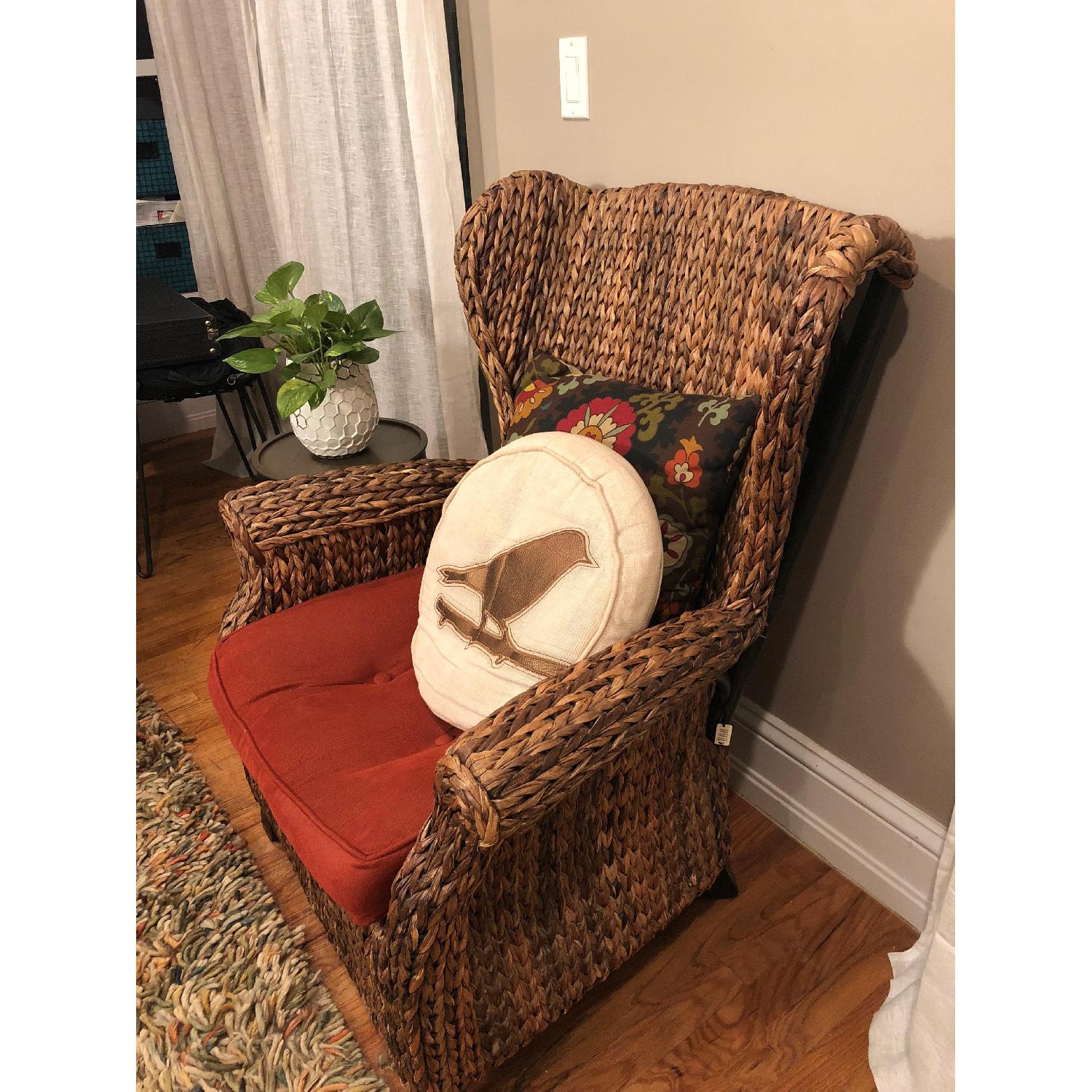 Pier 1 Wicker Wingback Chair in Mahogany - image-2