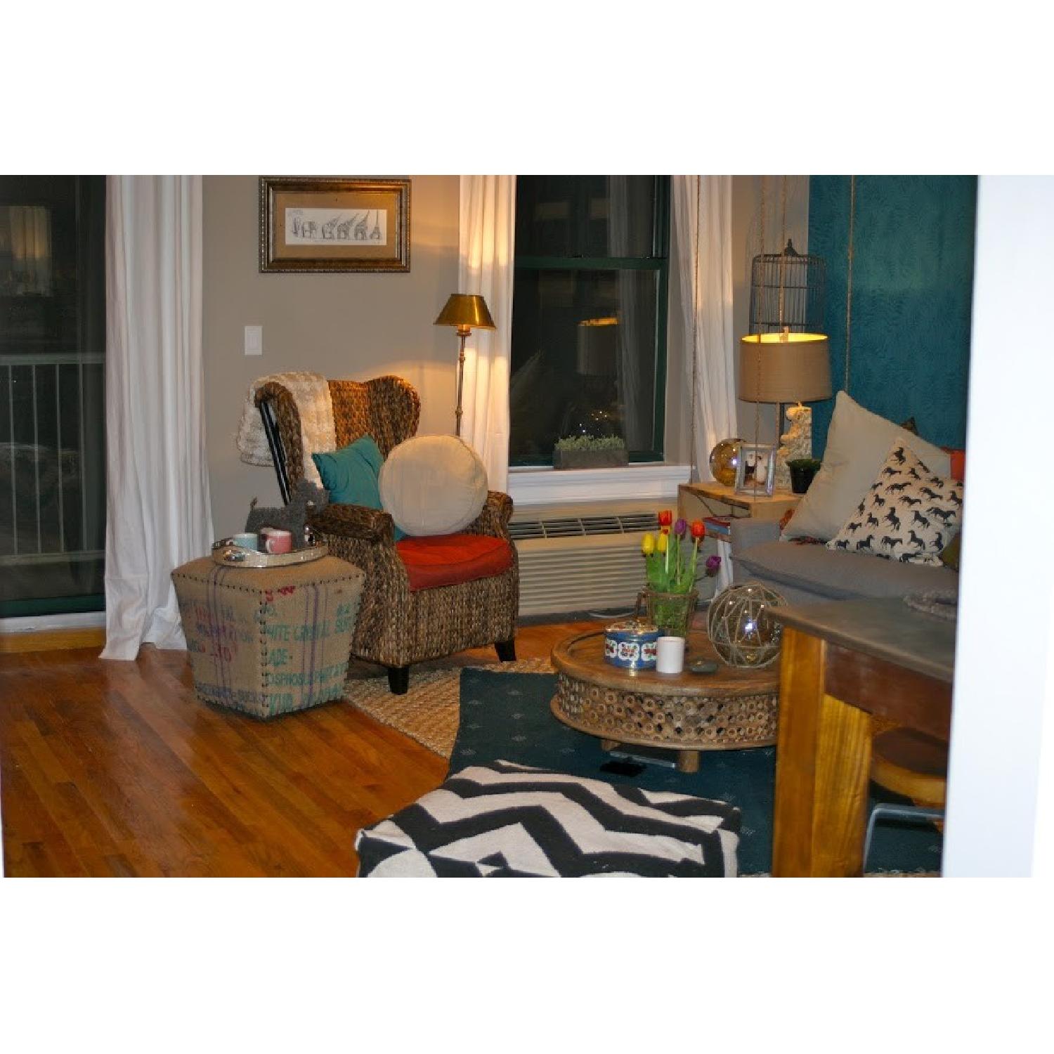 Pier 1 Wicker Wingback Chair in Mahogany - image-6