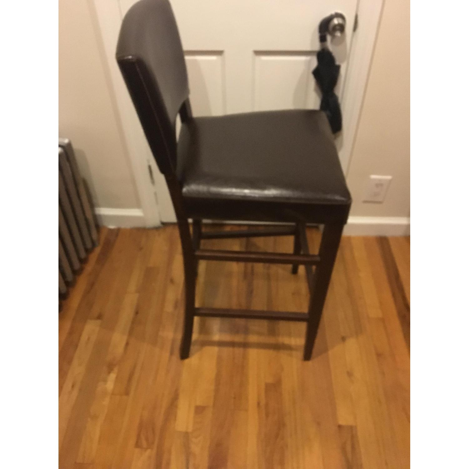 Pier 1 Brown Wood & Leather Bar Stools AptDeco