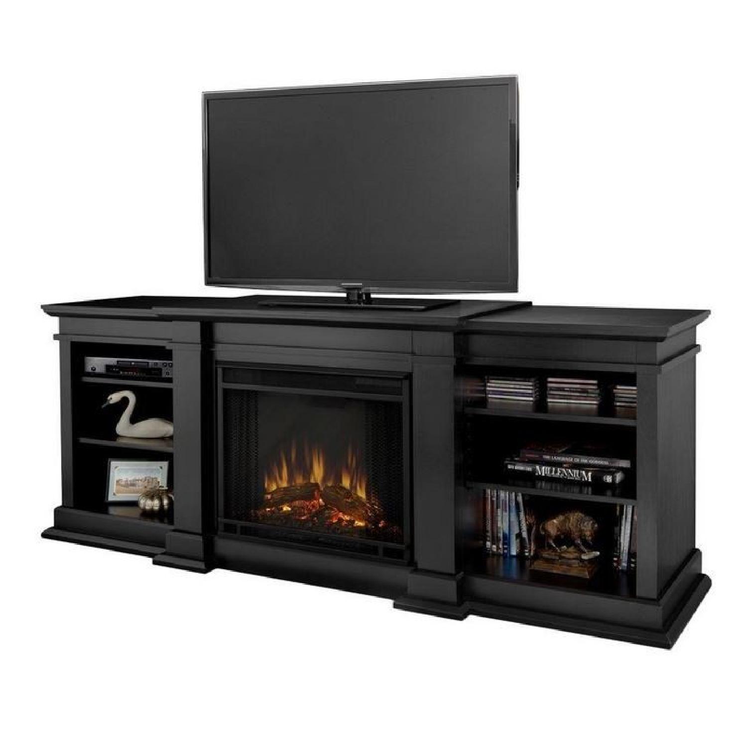Real Flame Fireplace TV Stand in Black - image-1