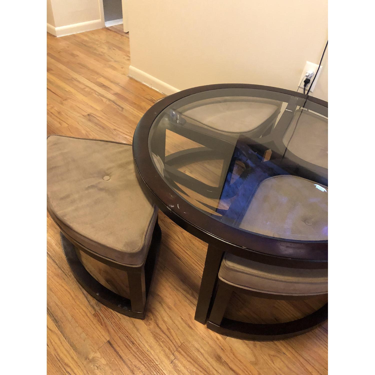 Raymour & Flanigan Juniper Coffee Table w/ 4 Ottomans - image-2