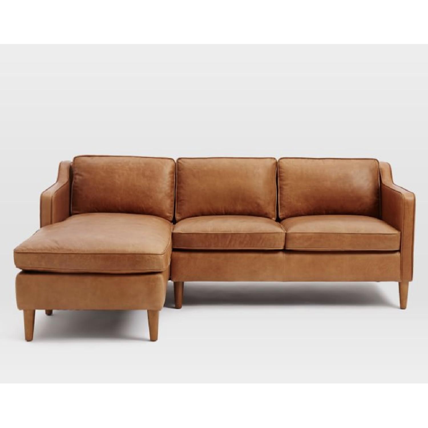 West Elm Hamilton 2-Piece Leather Chaise Sectional Sofa - image-1