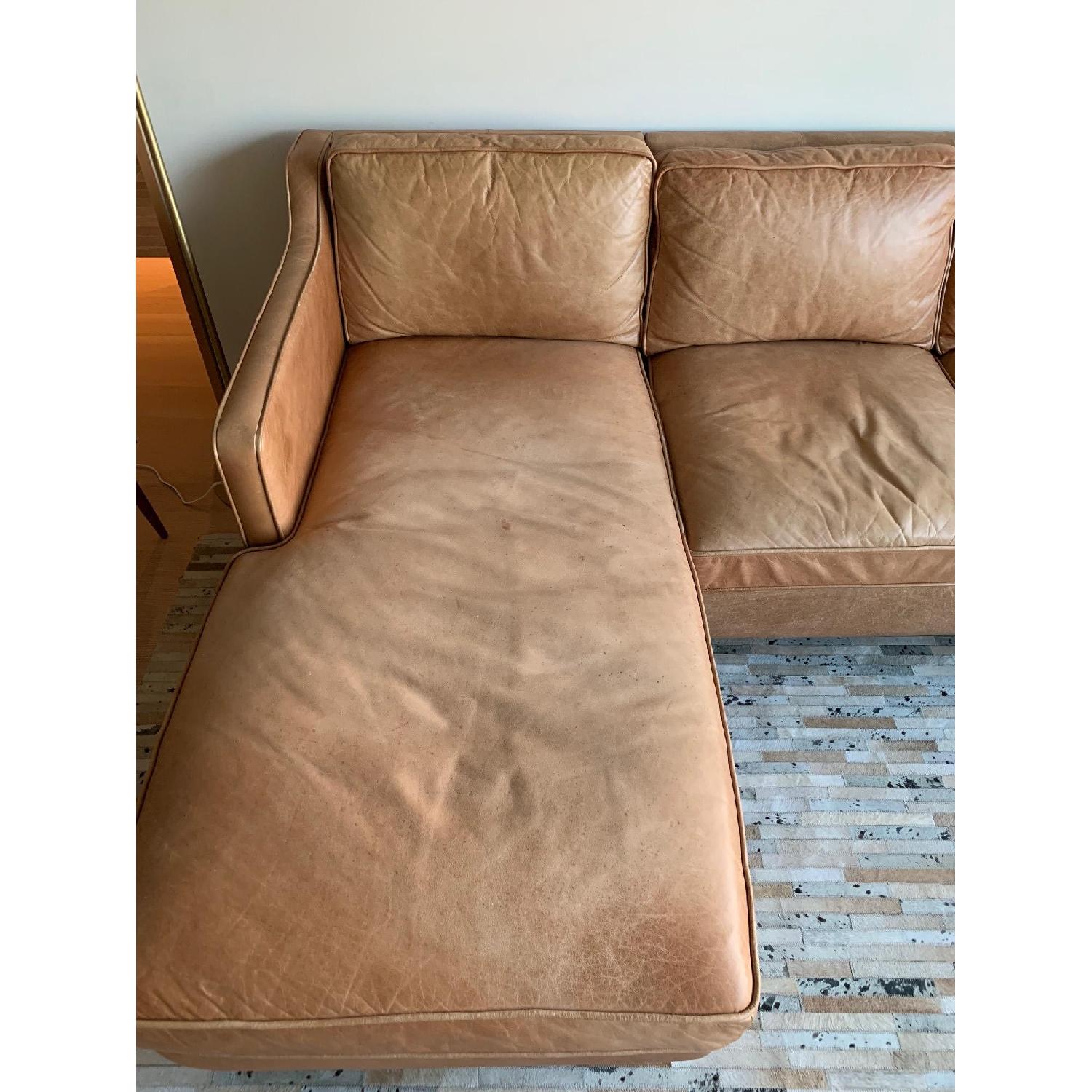 West Elm Hamilton 2-Piece Leather Chaise Sectional Sofa - image-3
