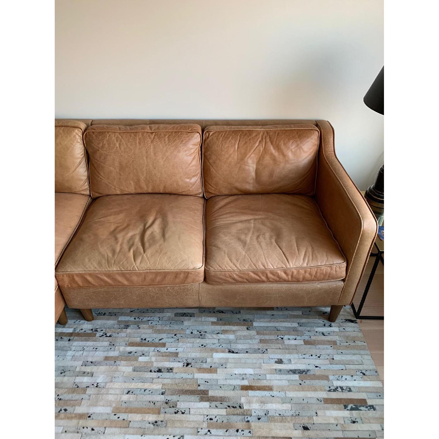 West Elm Hamilton 2-Piece Leather Chaise Sectional Sofa - image-4