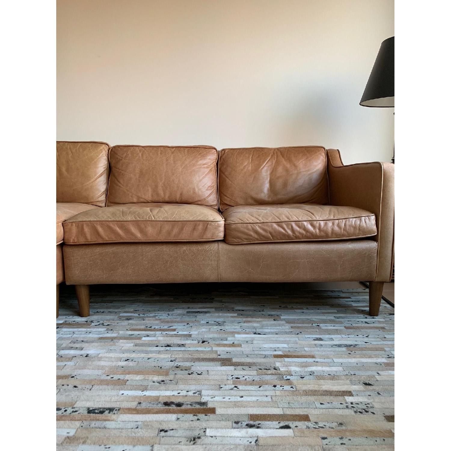 West Elm Hamilton 2-Piece Leather Chaise Sectional Sofa - image-8