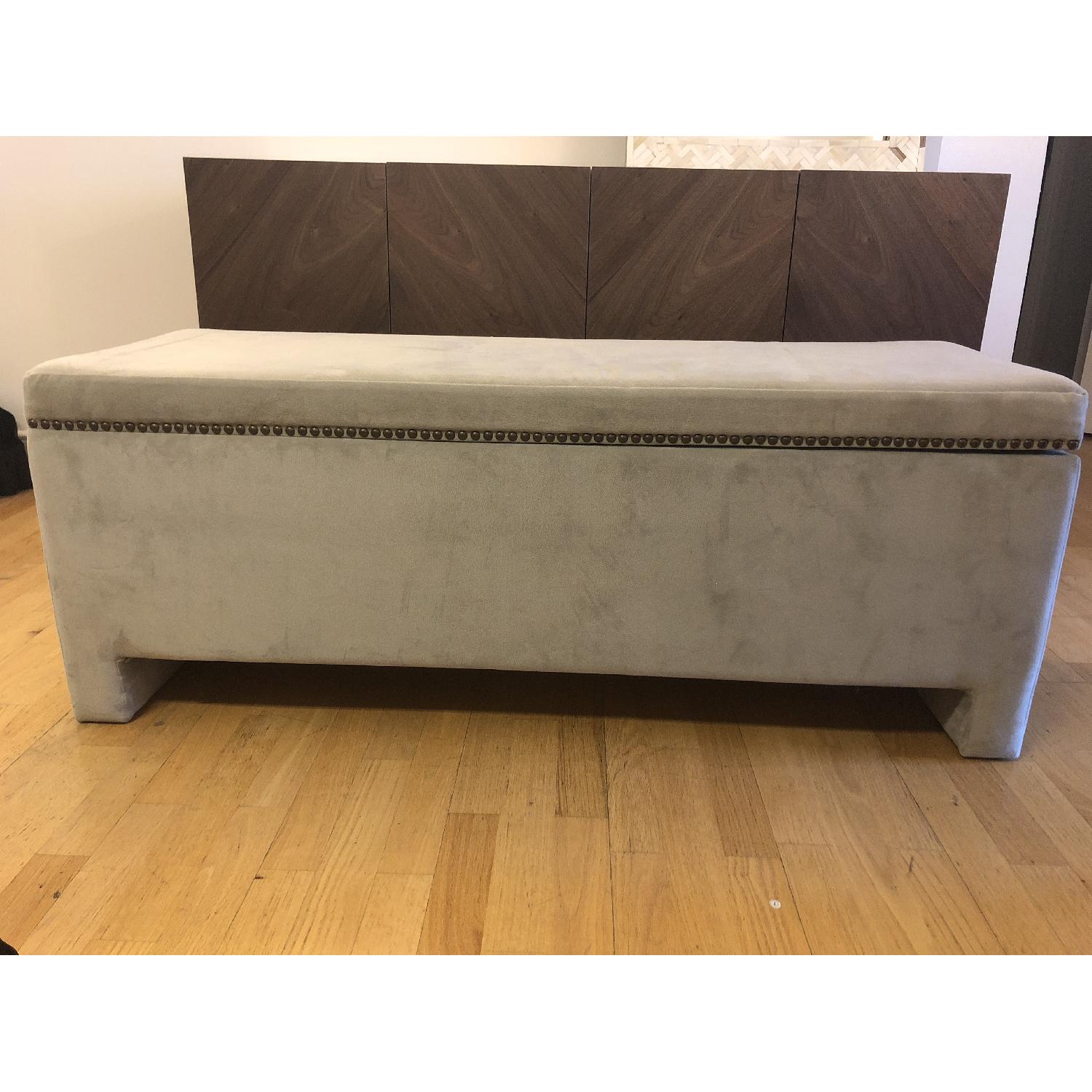 West Elm Grey Storage Bench - image-1