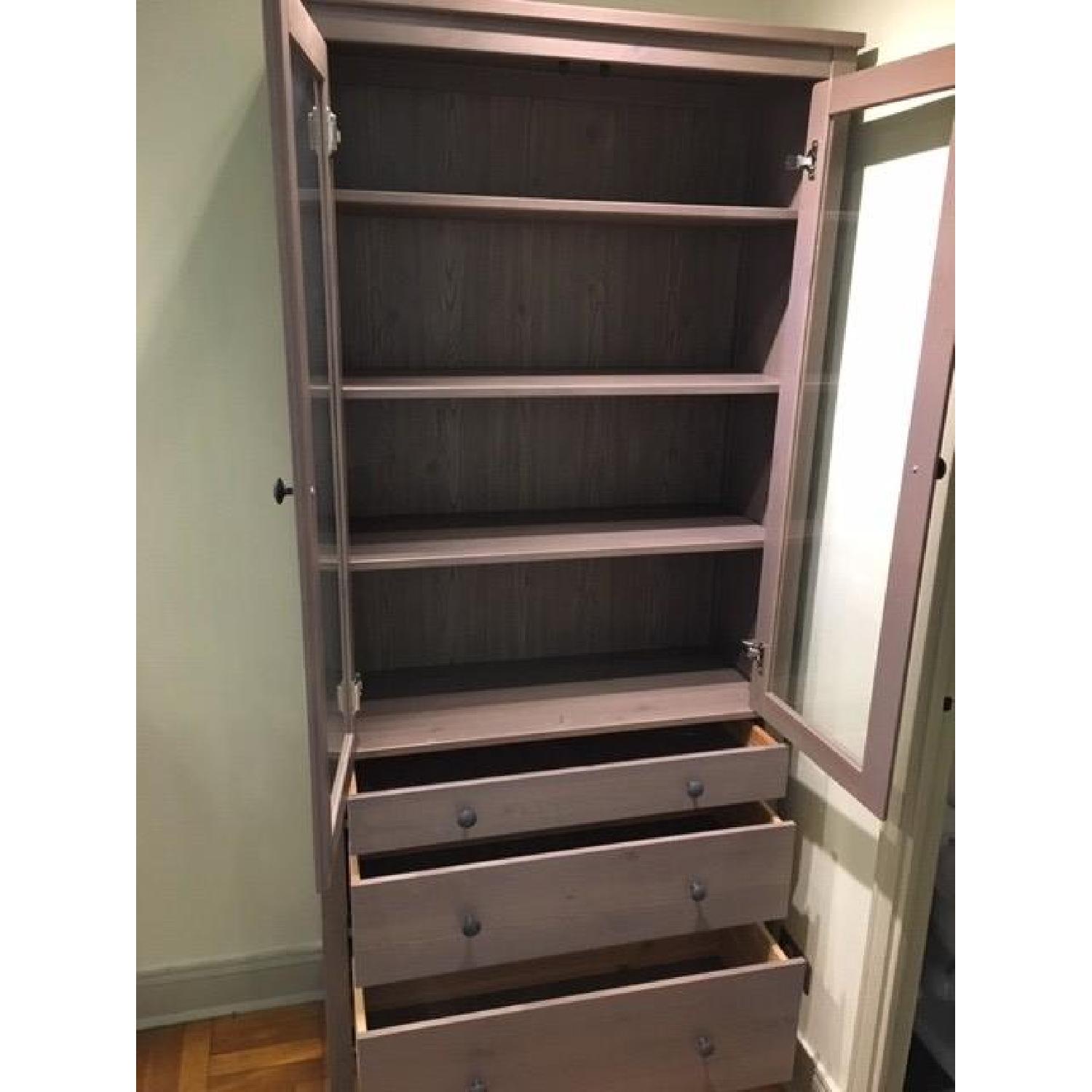 Ikea Hemnes Grey Cabinet w/ Glass Doors - image-3